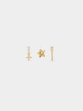 Set De Pendientes Cruz Y Estrella - Plata De Ley 925