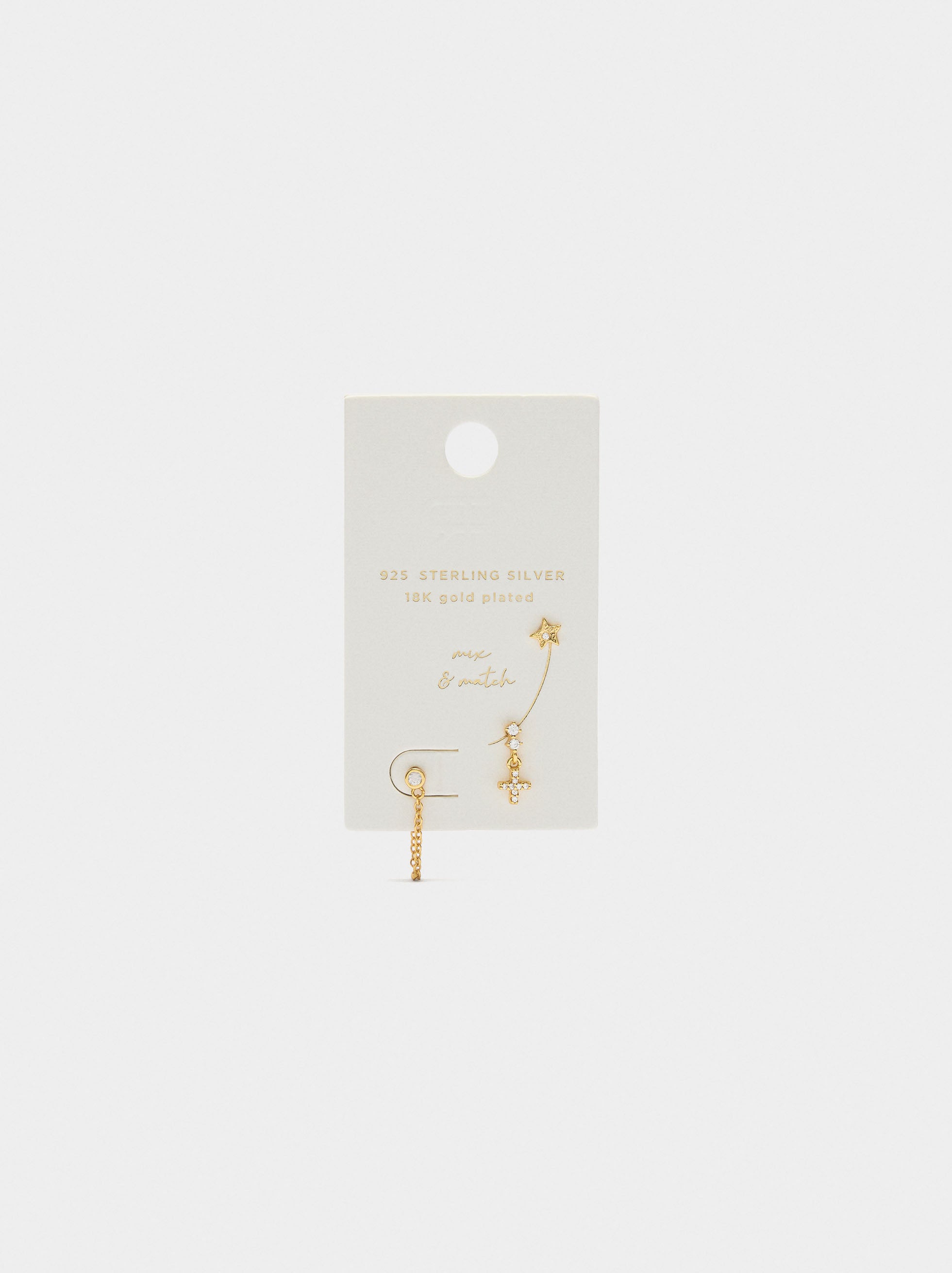 Set De Pendientes Cruz Y Estrella - Plata De Ley 925