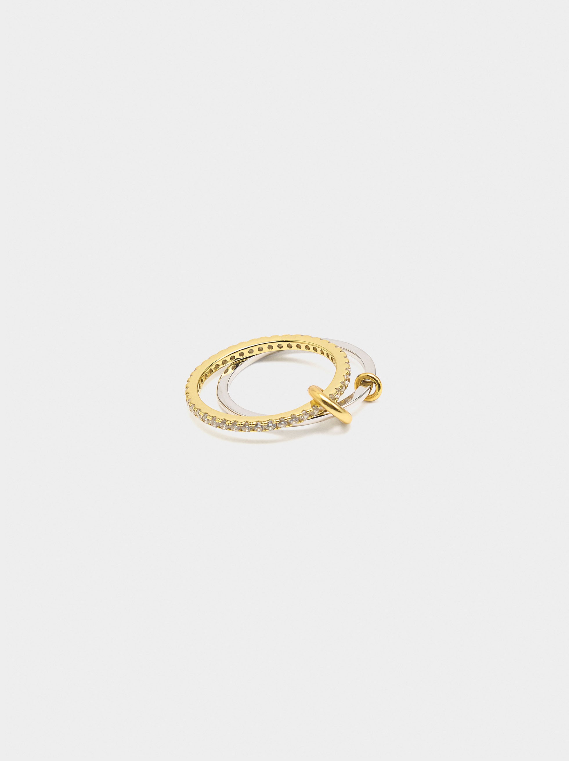 Anillo Doble Con Circonitas - Plata De Ley 925