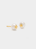 Pendientes De Perlas De Agua Dulce Y Estrellas - Plata De Ley 925
