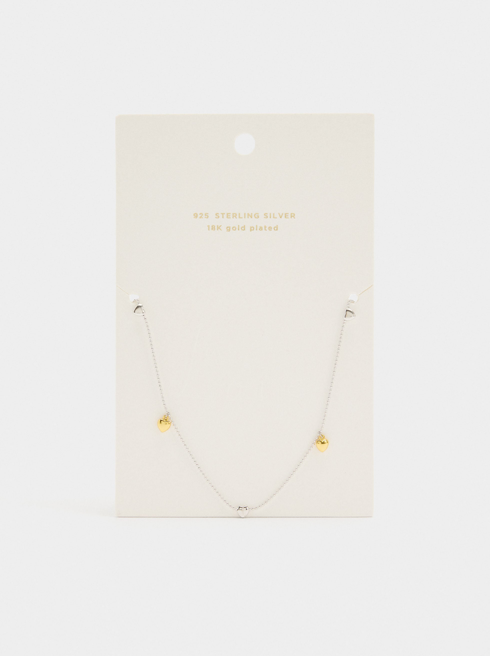 Collar Con Corazones Bicolor - Plata De Ley 925