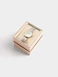 Reloj Bicolor De Punto Metálico Con Charm