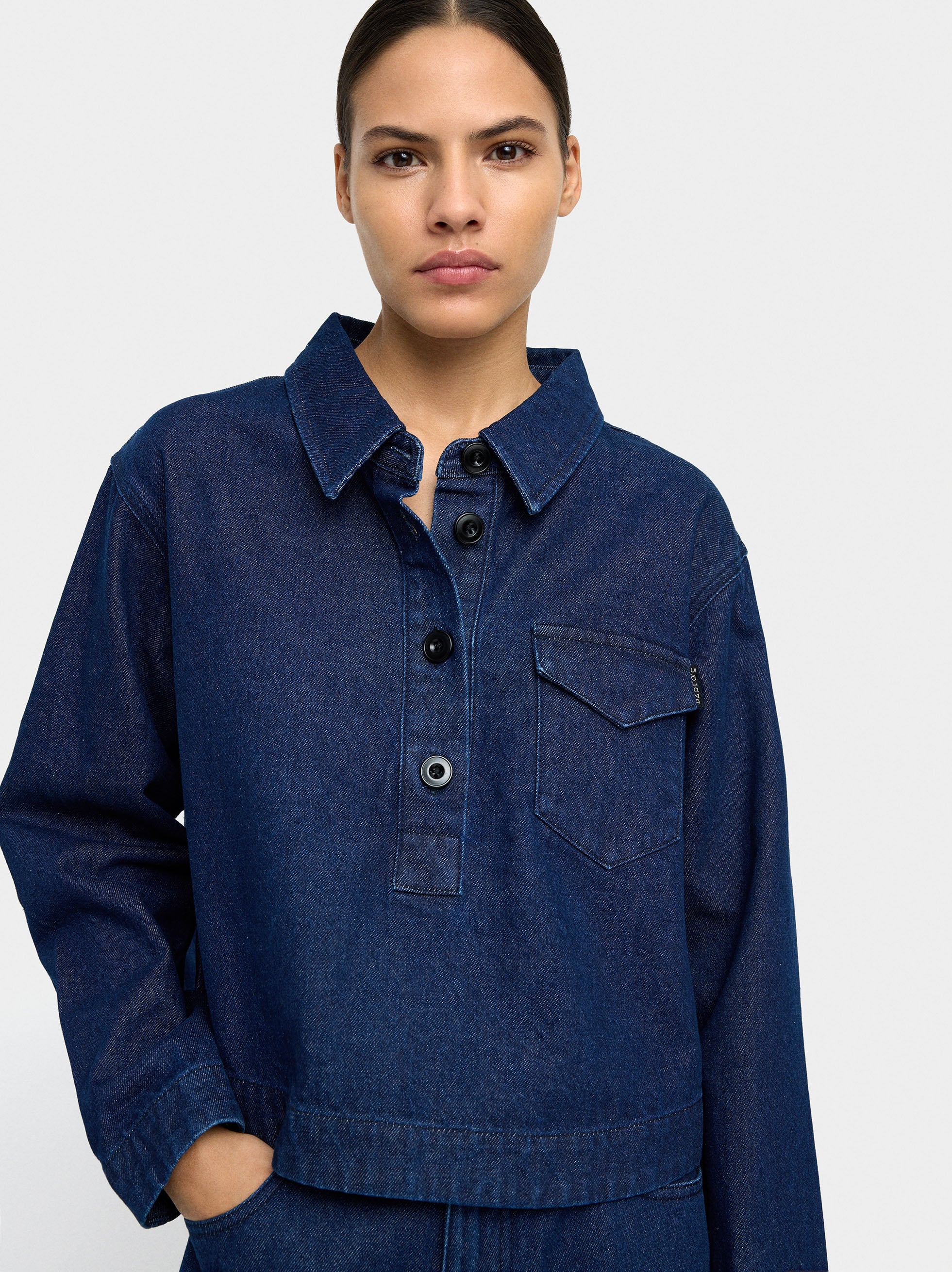 Camisa Denim Con Bolsillo