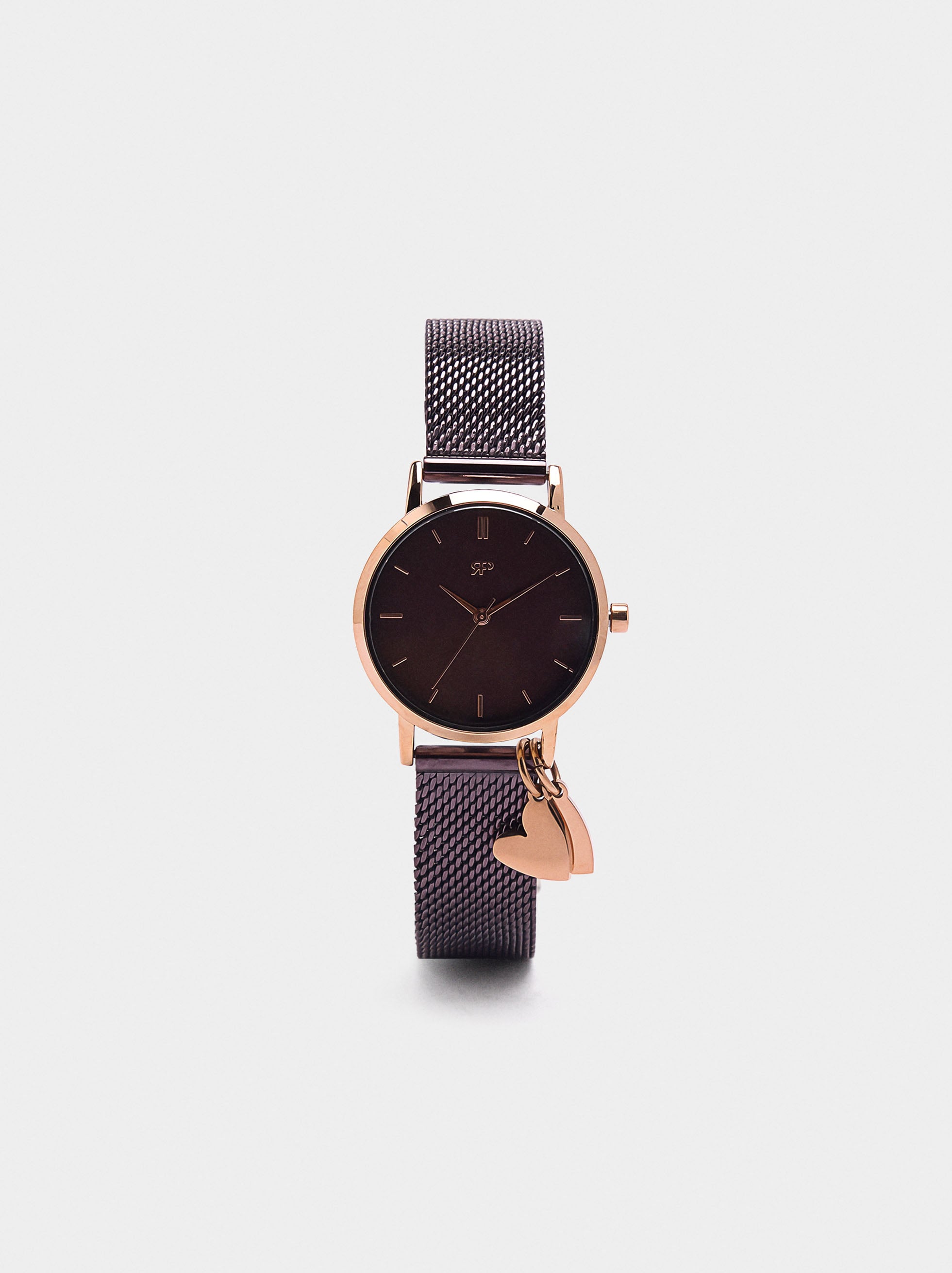 Reloj Malla Metálica De Acero Con Charm
