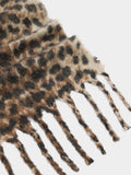 Bufanda De Estampado Animal Con Flecos