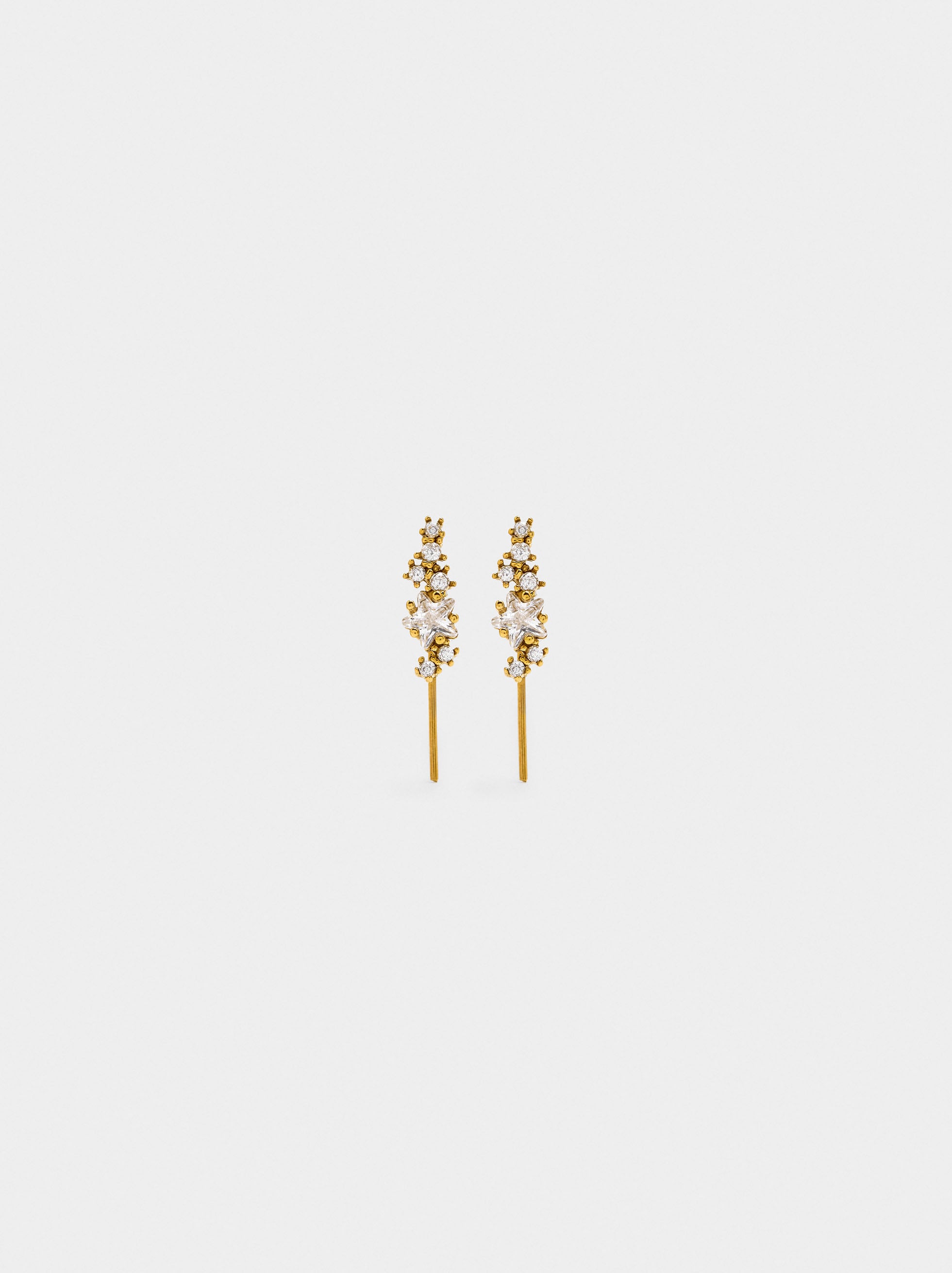 Pendientes Ear Jacket Con Estrellas - Acero Inoxidable