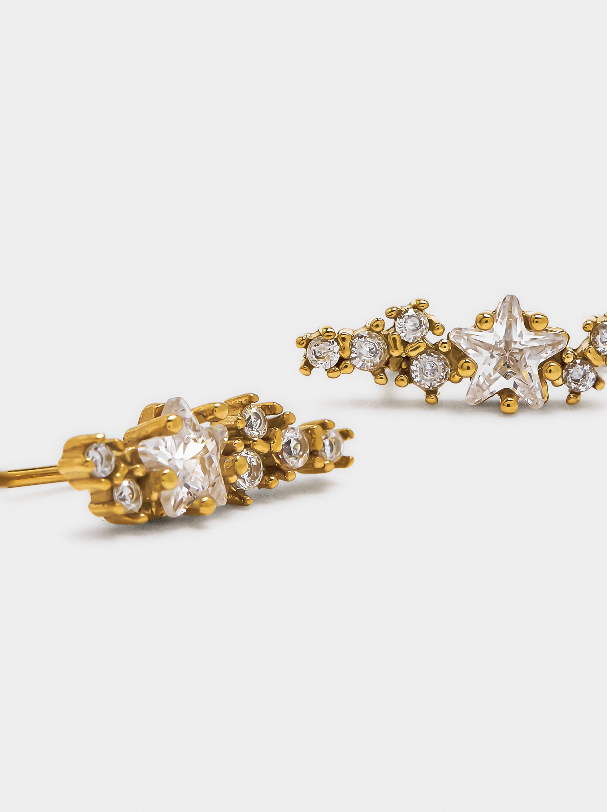 Pendientes Ear Jacket Con Estrellas - Acero Inoxidable