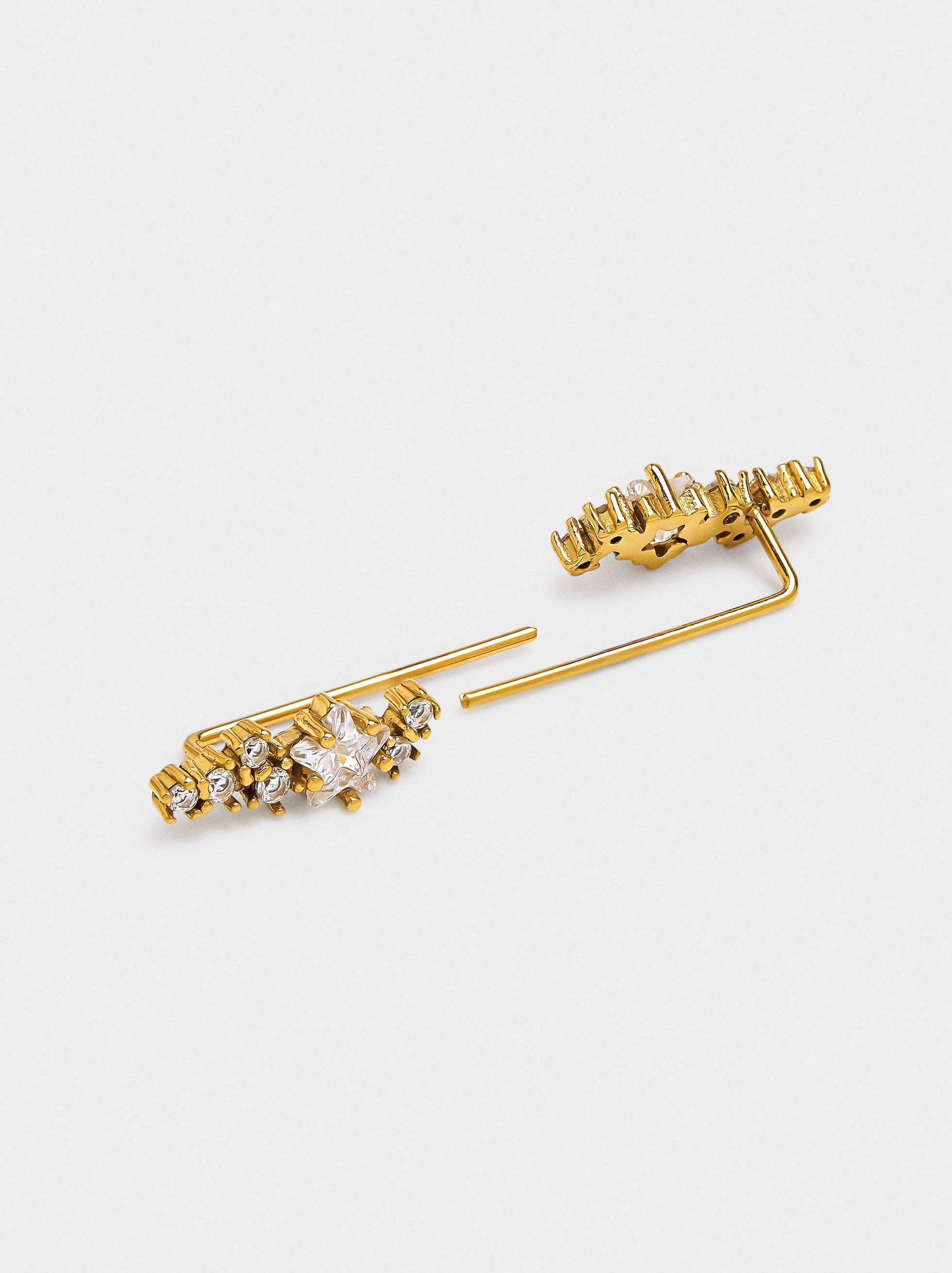 Pendientes Ear Jacket Con Estrellas - Acero Inoxidable
