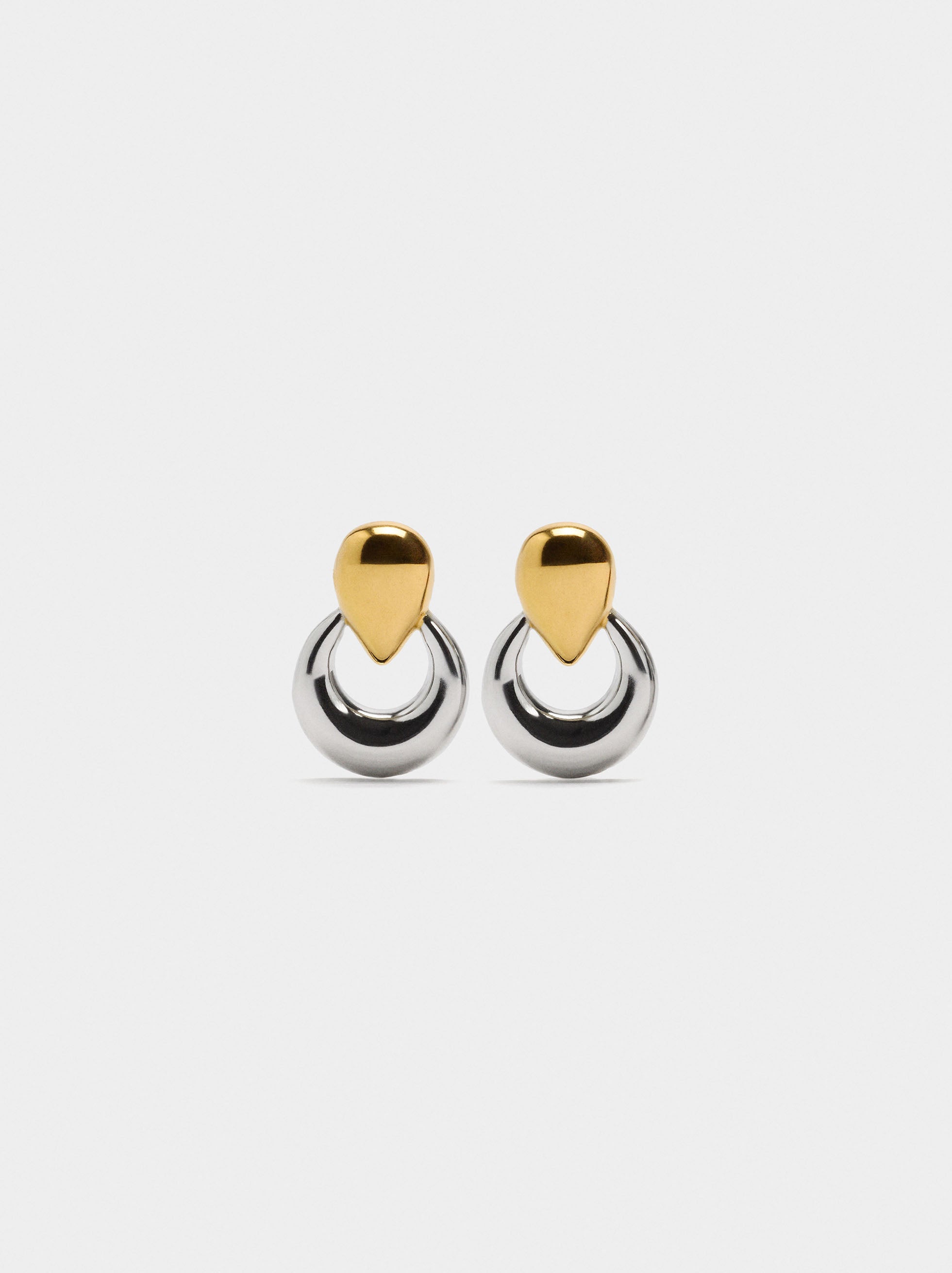 Pendientes Cortos Bicolor - Acero Inoxidable