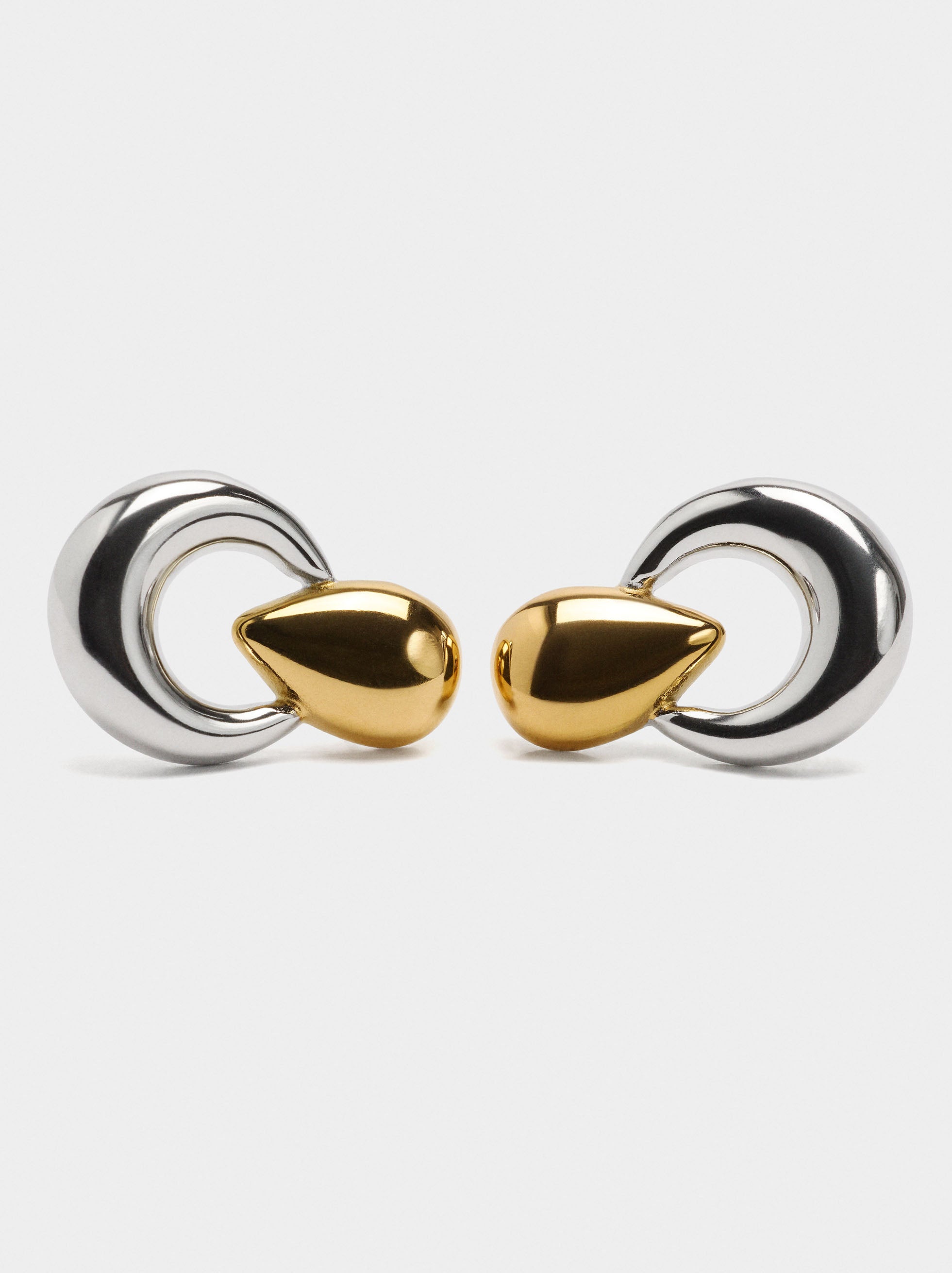 Pendientes Cortos Bicolor - Acero Inoxidable