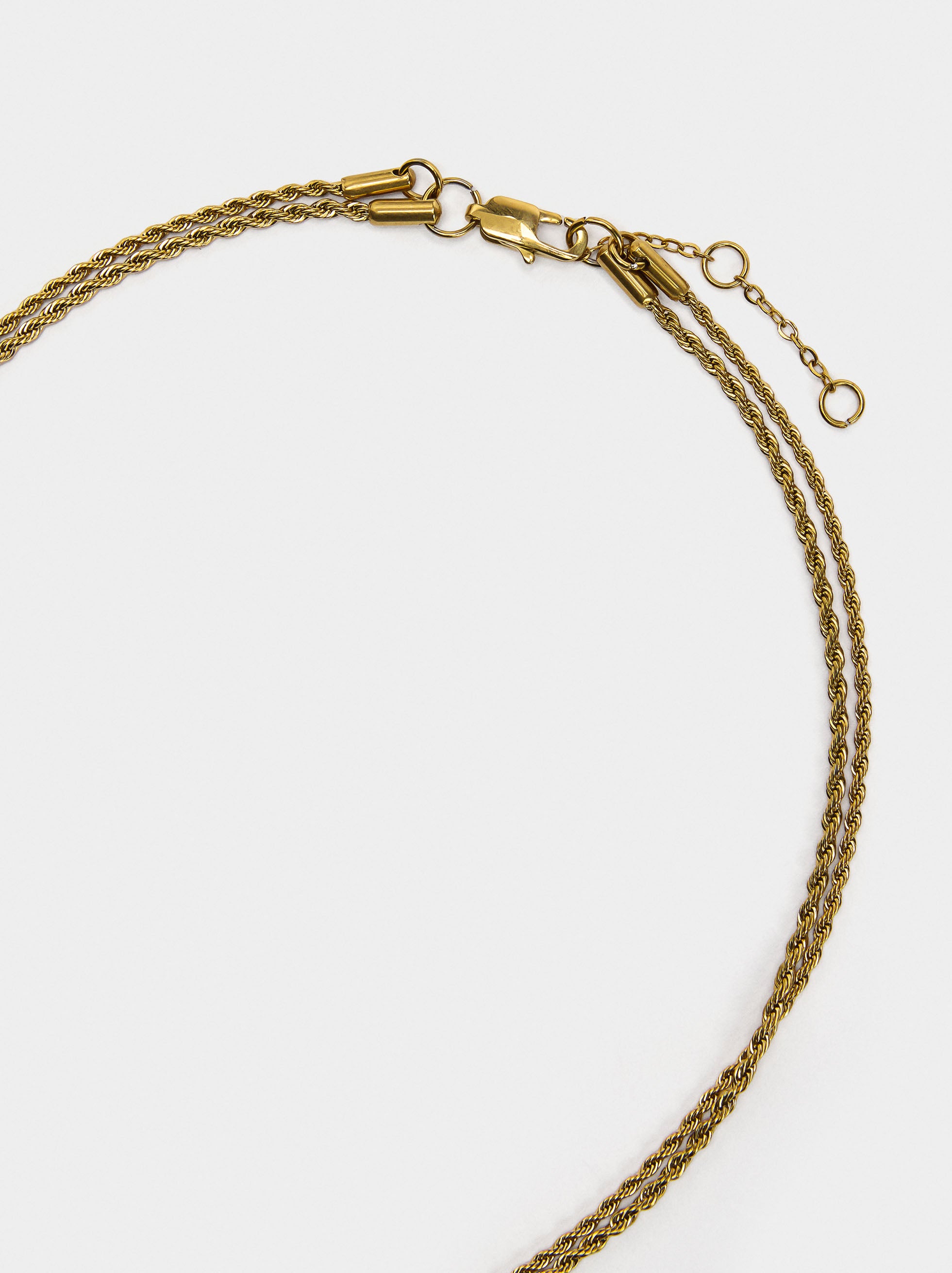 Collar Doble Con Medalla - Acero Inoxidable