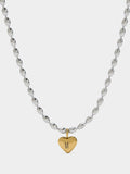 Collar Bicolor Con Colgante De Corazón - Acero Inoxidable