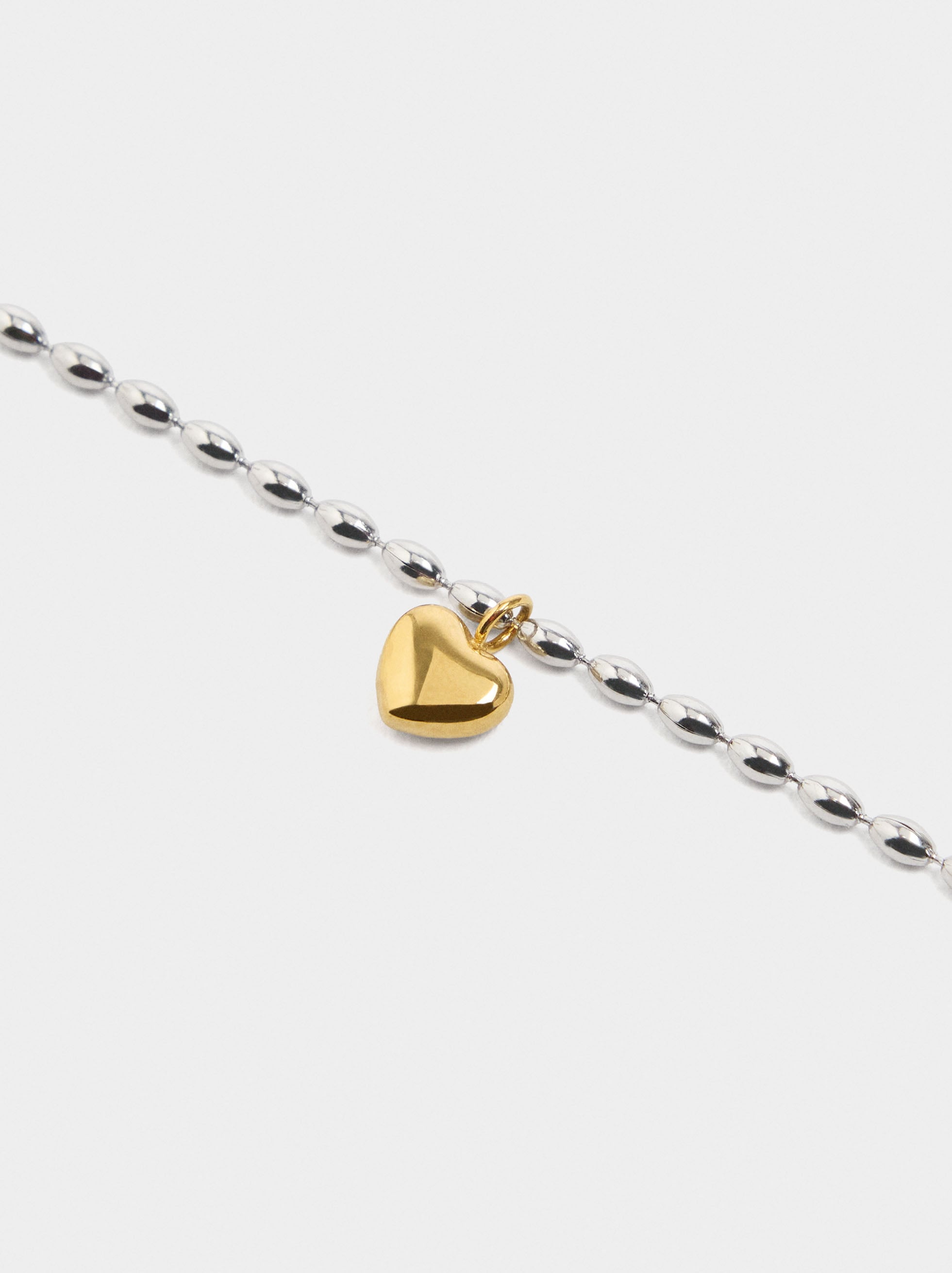 Pulsera Bicolor Colgante De Corazón - Acero Inoxidable