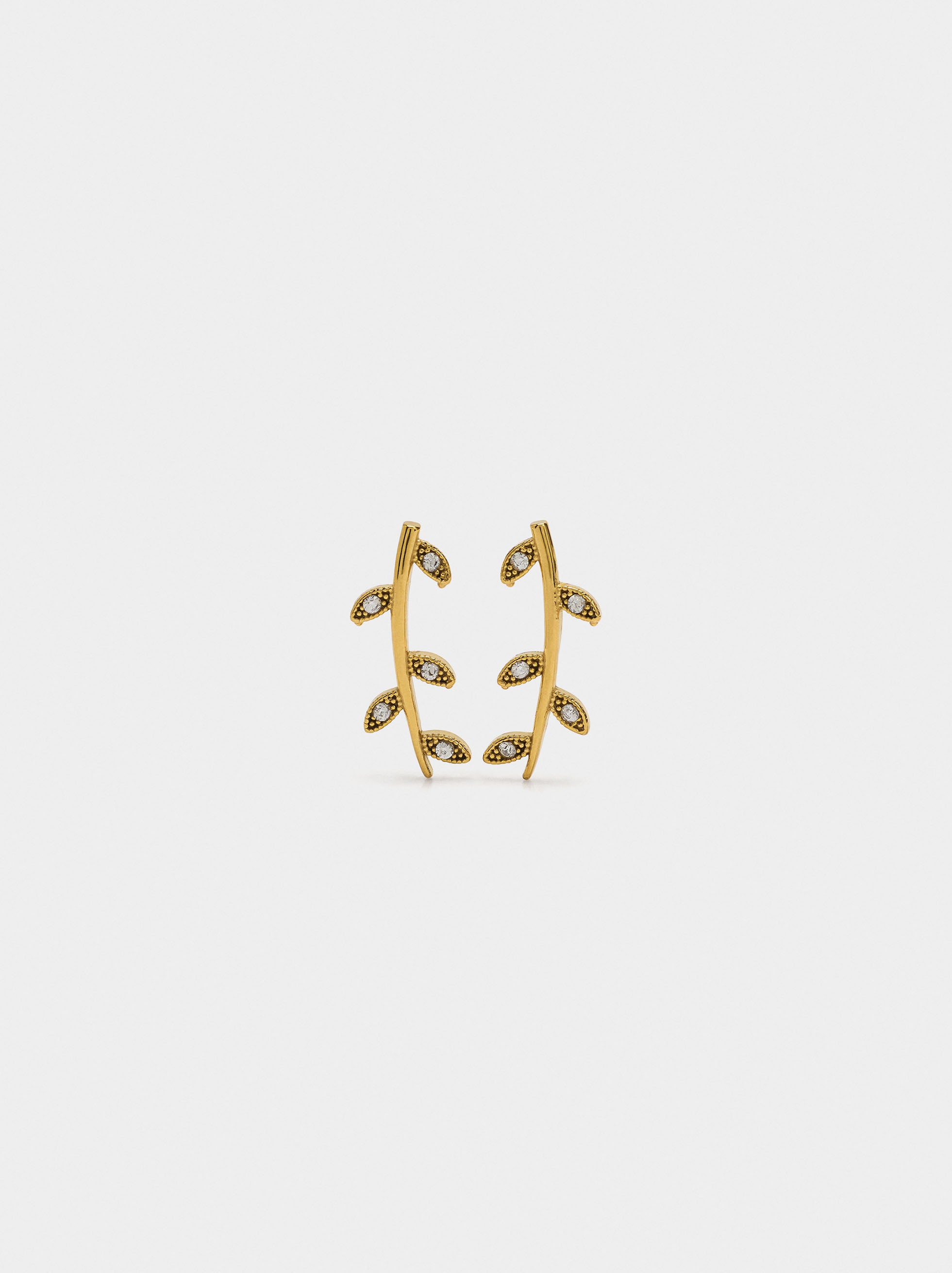 Pendientes Ear Jacket Hojas - Acero Inoxidable