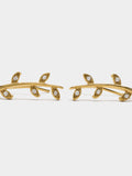 Pendientes Ear Jacket Hojas - Acero Inoxidable