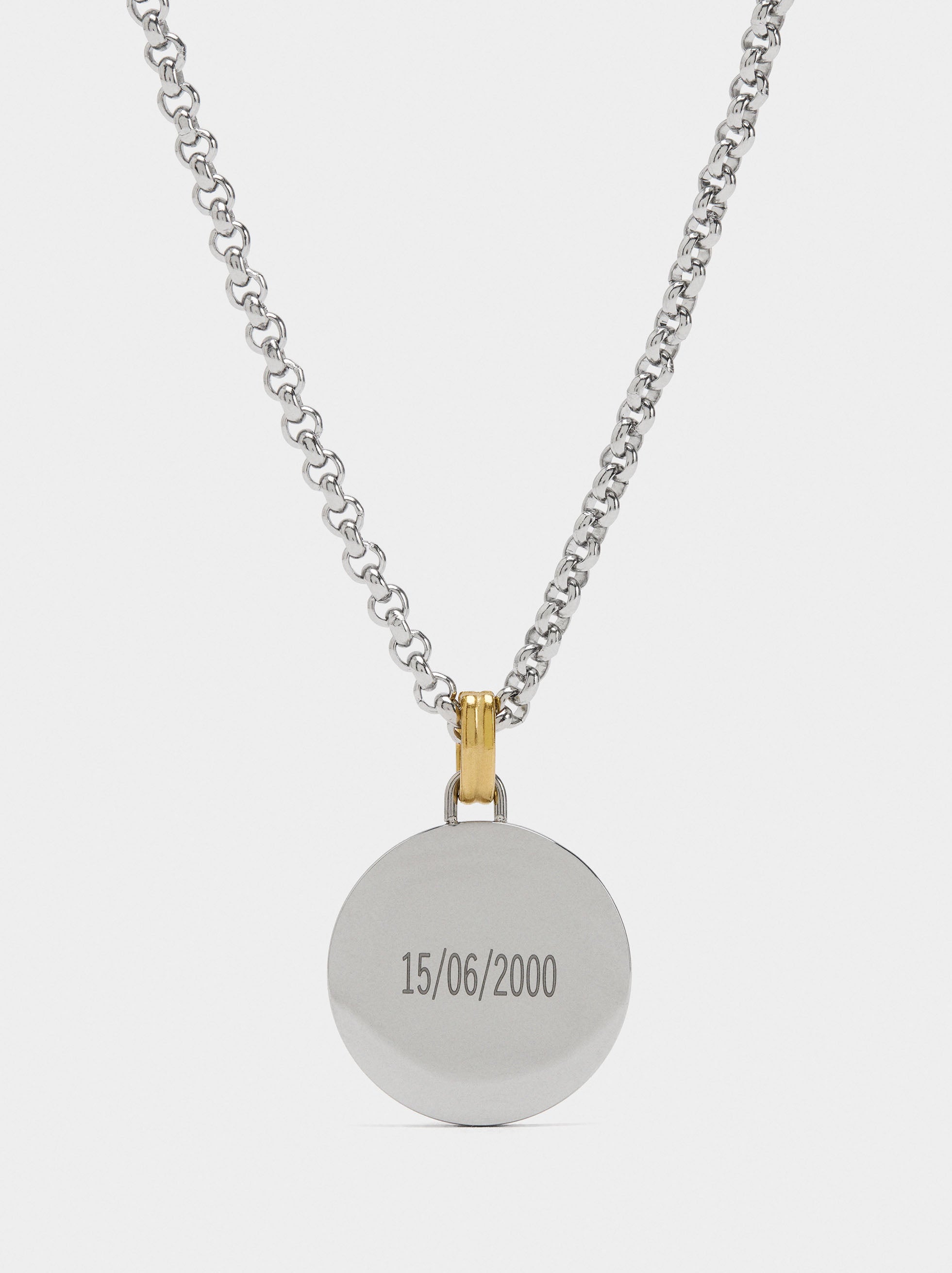 Collar Medalla Bicolor Corazón - Acero Inoxidable