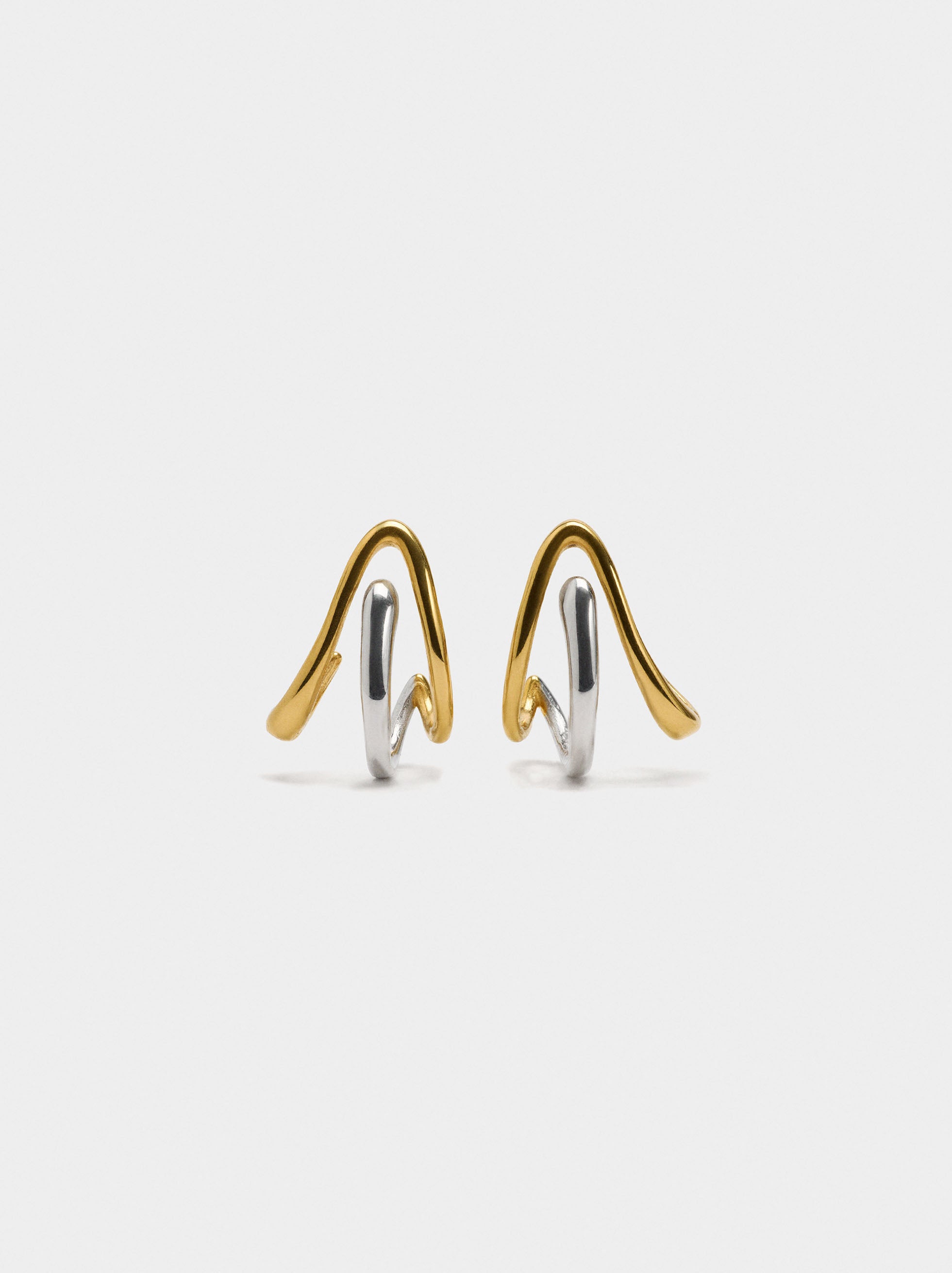 Pendientes Ear Jacket Bicolor Onda - Acero Inoxidable