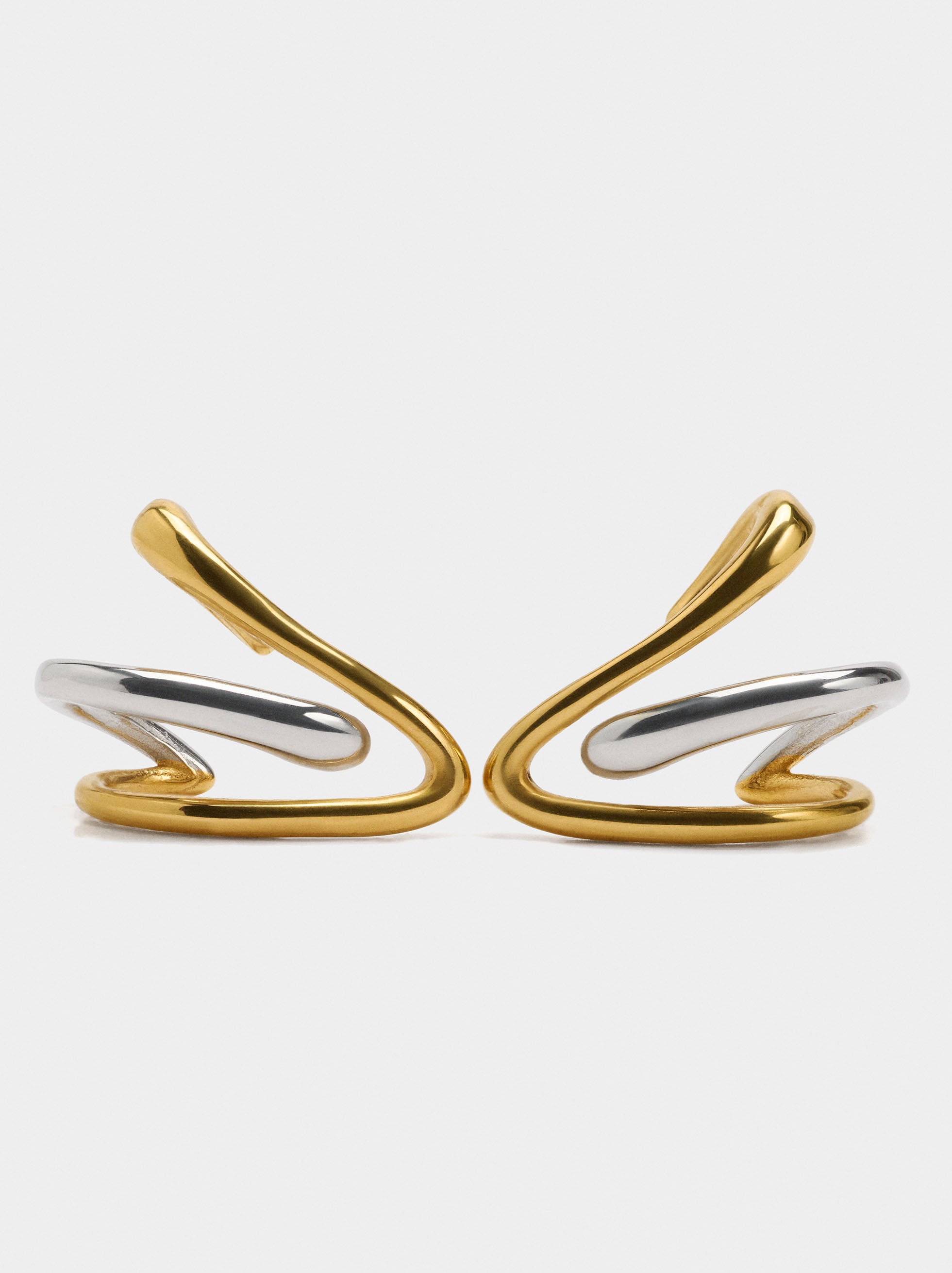 Pendientes Ear Jacket Bicolor Onda - Acero Inoxidable