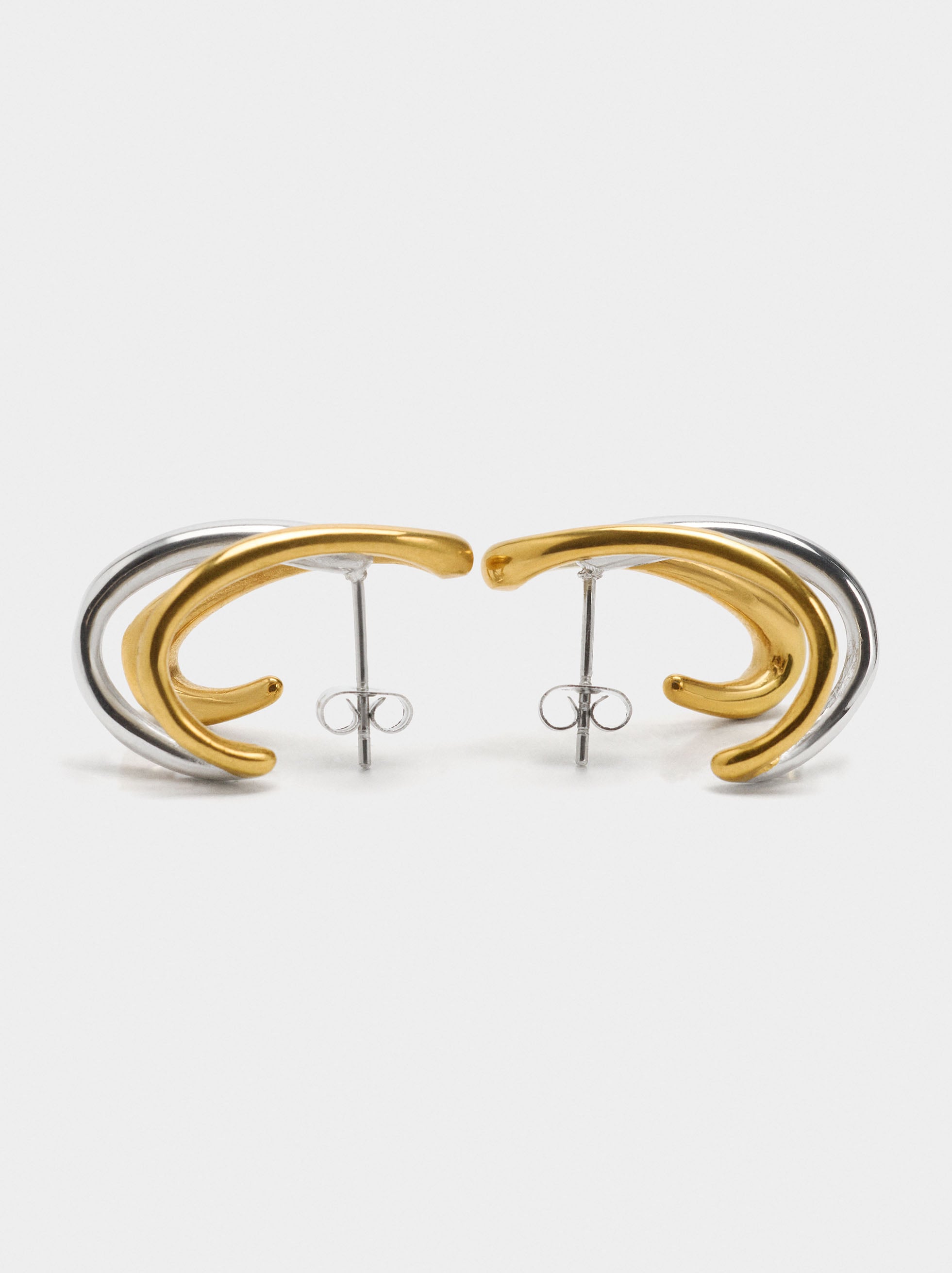 Pendientes Ear Jacket Bicolor Onda - Acero Inoxidable
