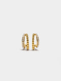 Aros Dobles Con Perlas - Acero Inoxidable
