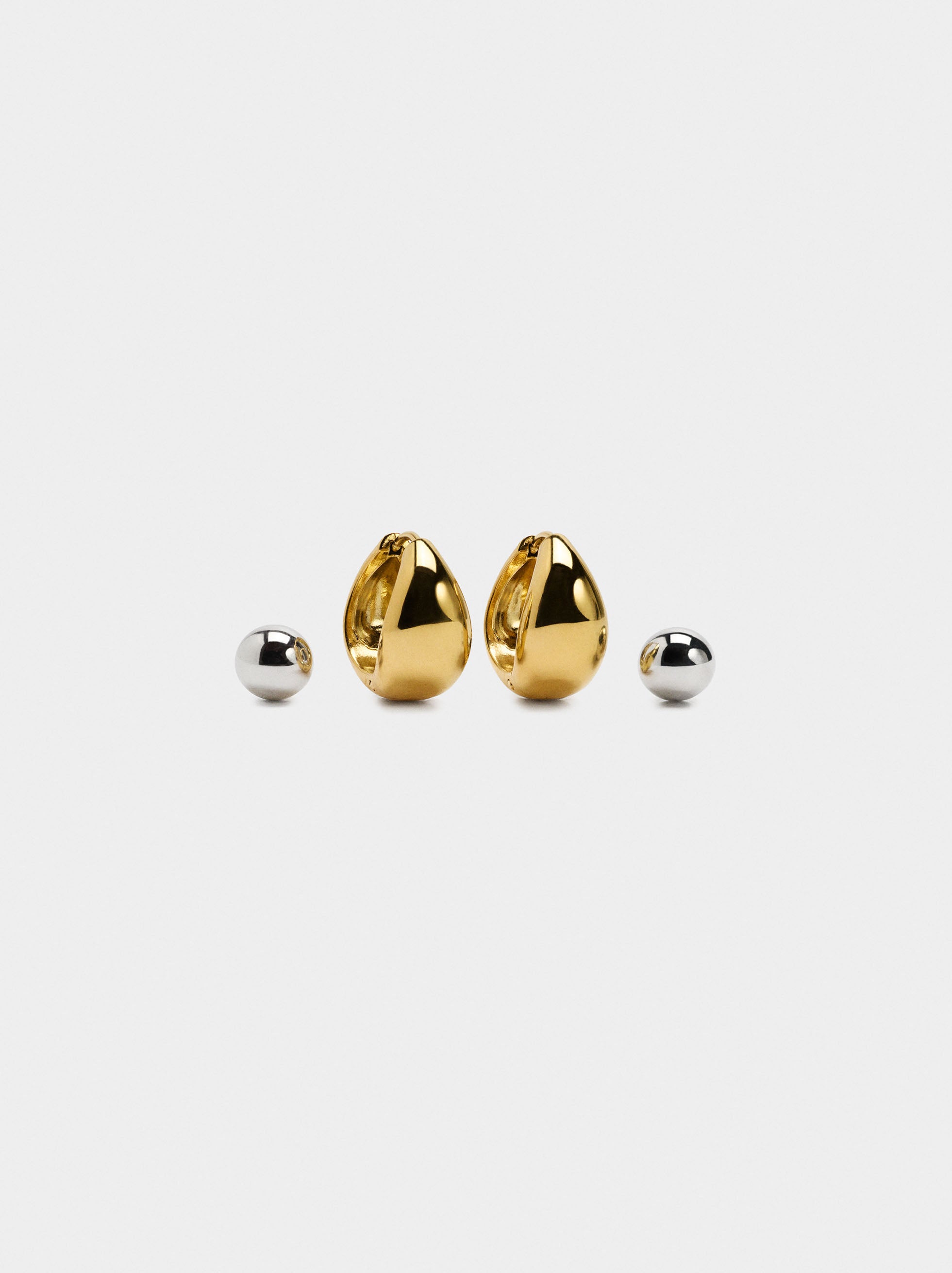 Set De Pendientes Bicolor - Acero Inoxidable