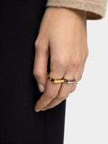 Set De Anillos Planos Bicolor - Acero Inoxidable