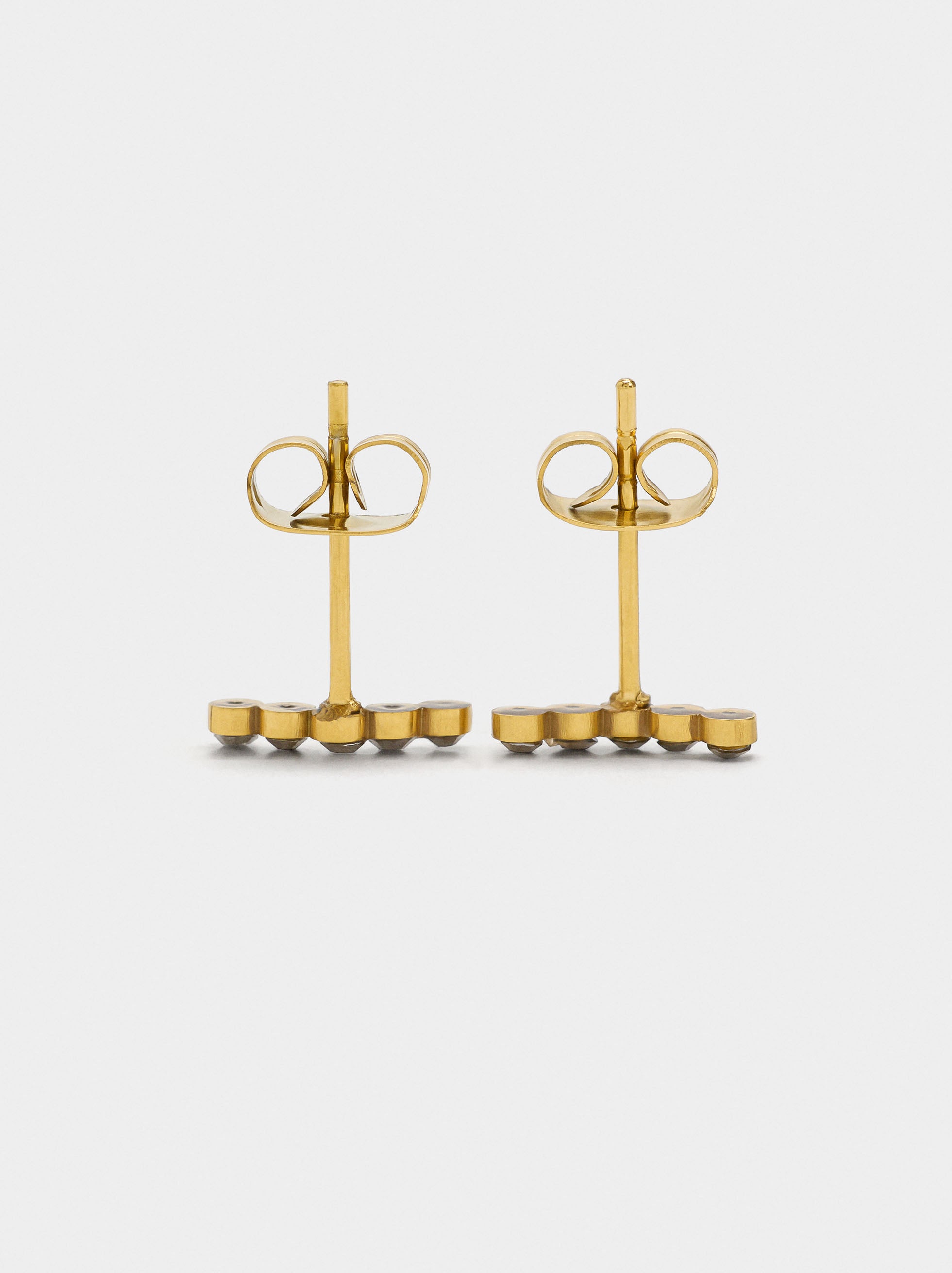 Pendientes Cortos Con Cristales - Acero Inoxidable
