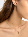 Set Collar Y Pendientes Ojos Con Cristales - Acero Inoxidable