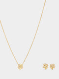 Set Collar Y Pendientes Trébol Con Perlas - Acero Inoxidable