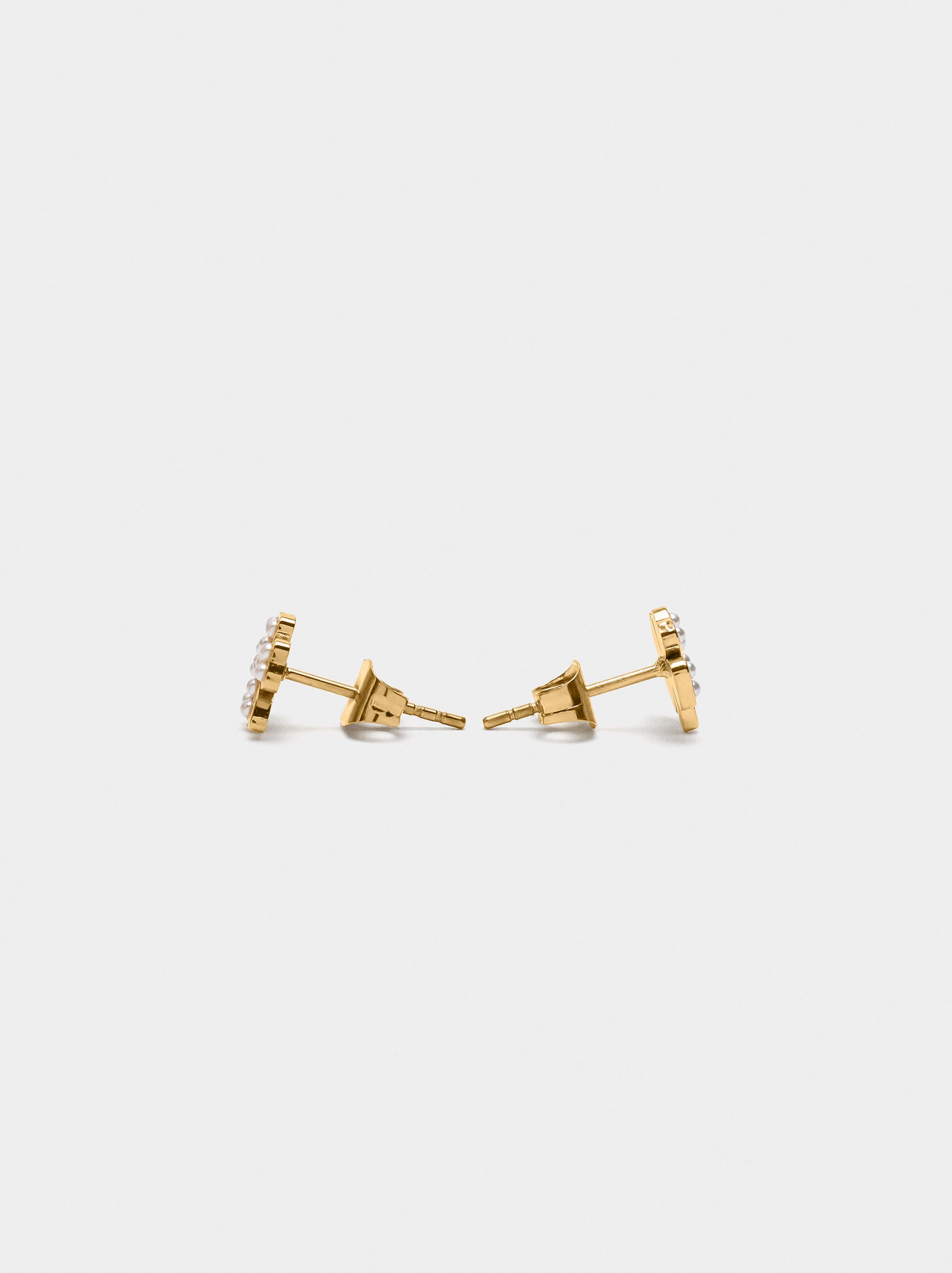 Set Collar Y Pendientes Trébol Con Perlas - Acero Inoxidable