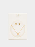 Set Collar Y Pendientes Trébol Con Perlas - Acero Inoxidable