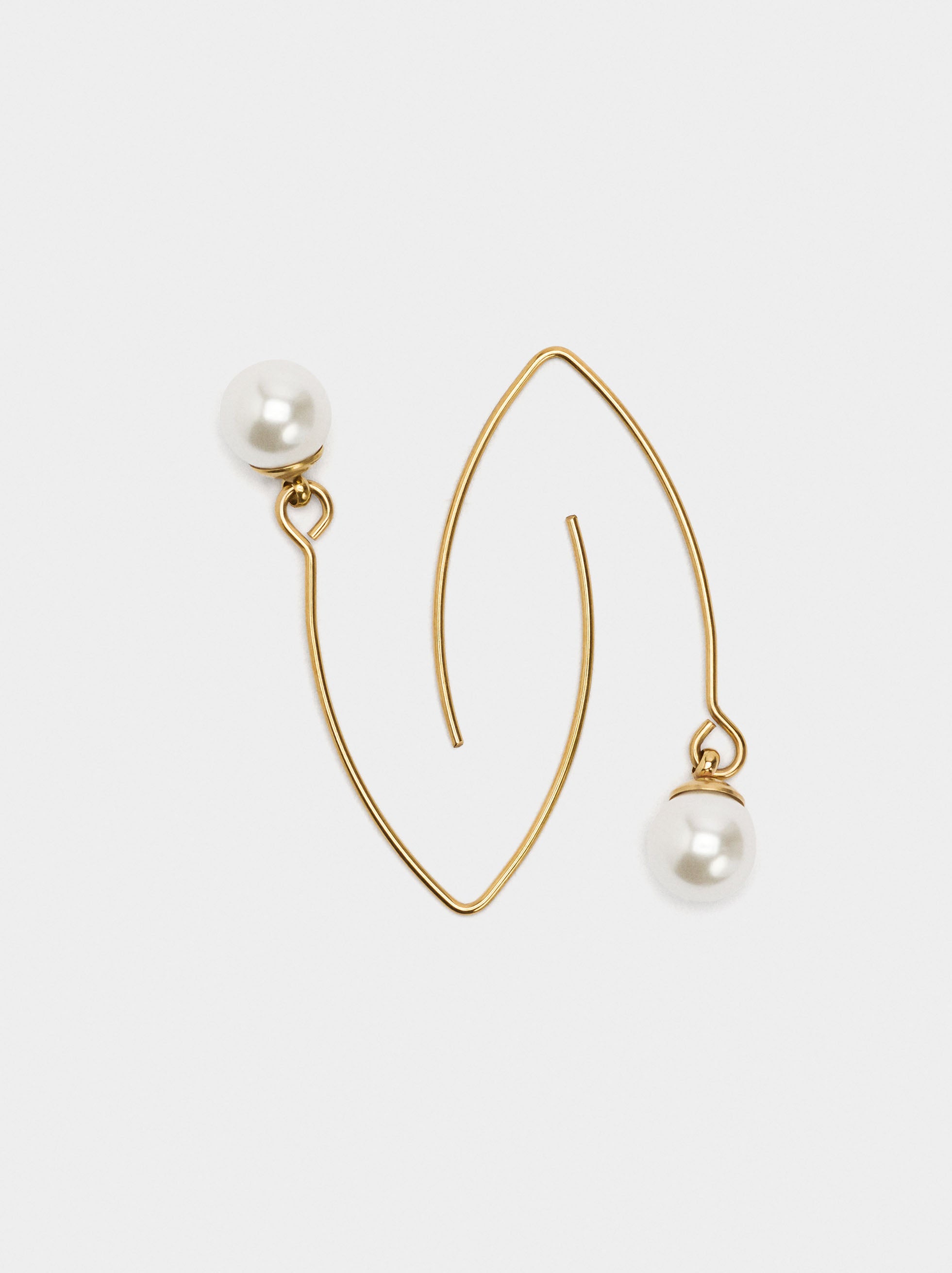 Pendientes Largos Con Perla - Acero Inoxidable