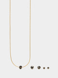 Set Collar Y Pendientes Con Cristales - Acero Inoxidable