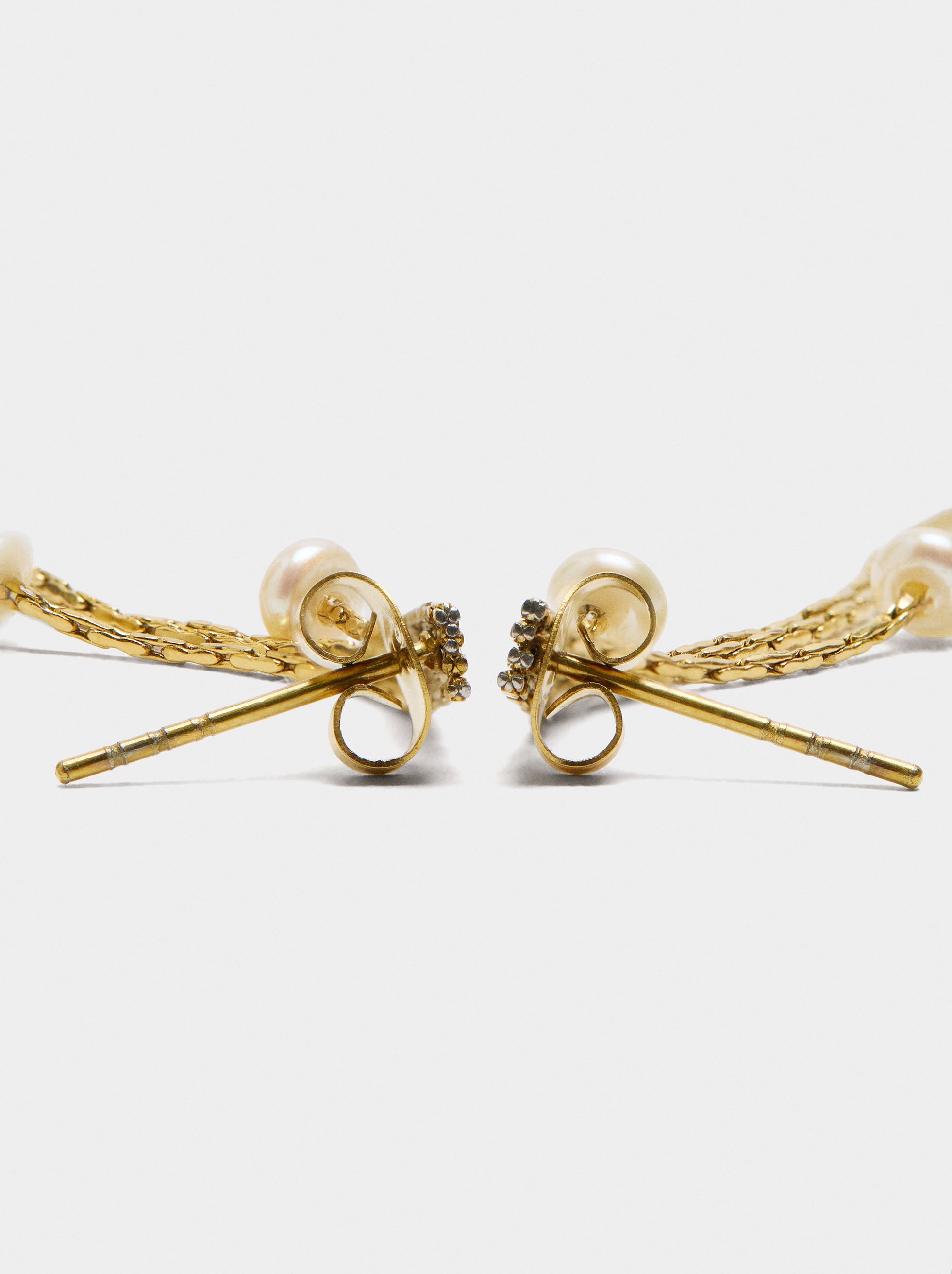 Pendientes Largos Con Perlas De Agua Dulce - Acero Inoxidable