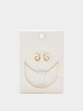 Set De Collar Con Corazón Y Aros - Acero Inoxidable
