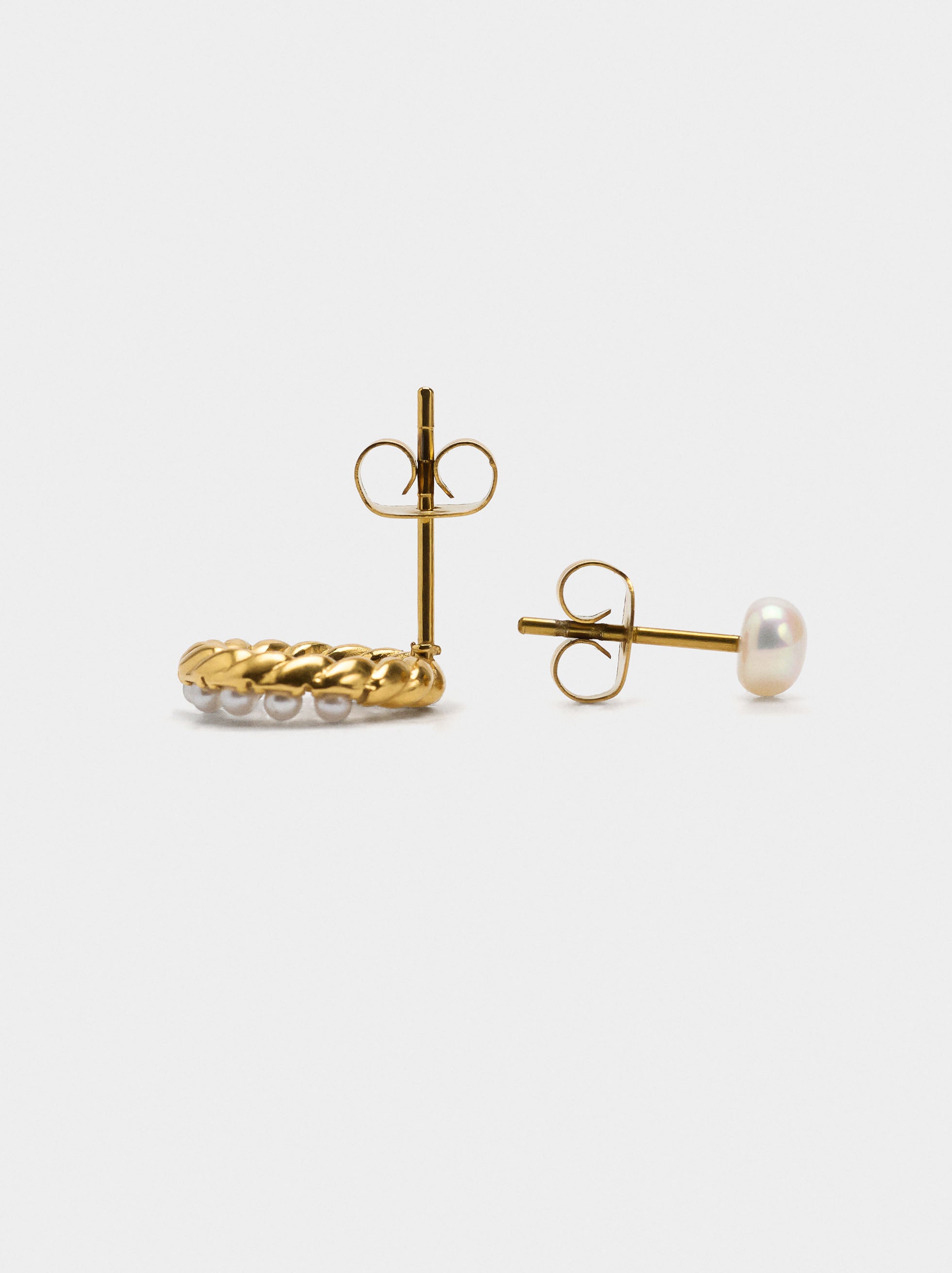 Pendientes Con Perlas De Agua Dulce - Acero Inoxidable