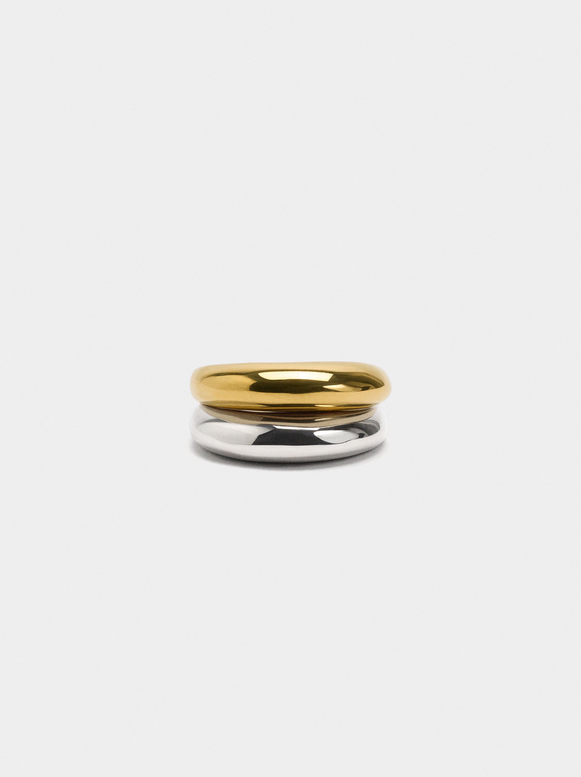 Set De Anillos Bicolor - Acero Inoxidable