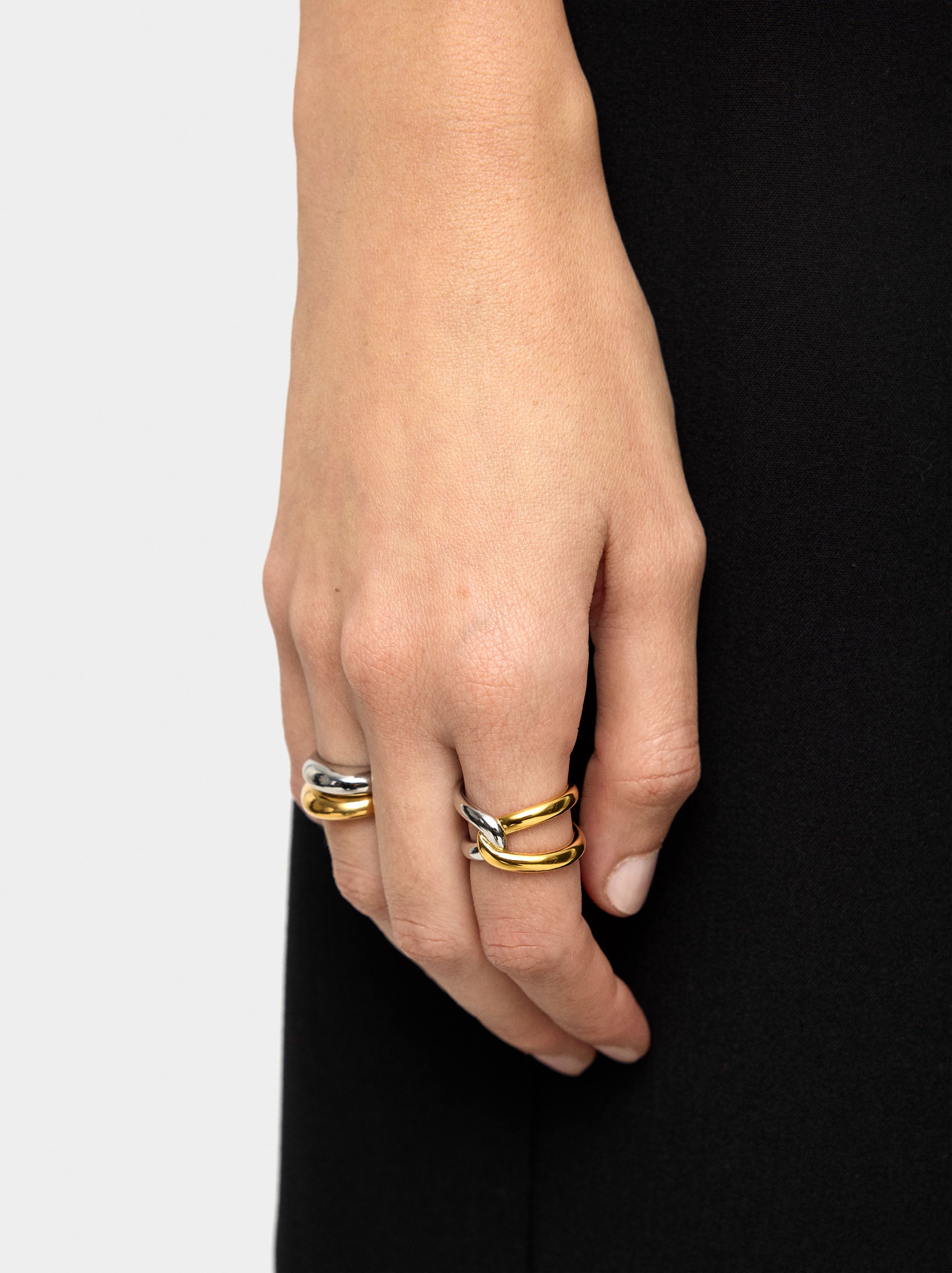 Set De Anillos Bicolor - Acero Inoxidable