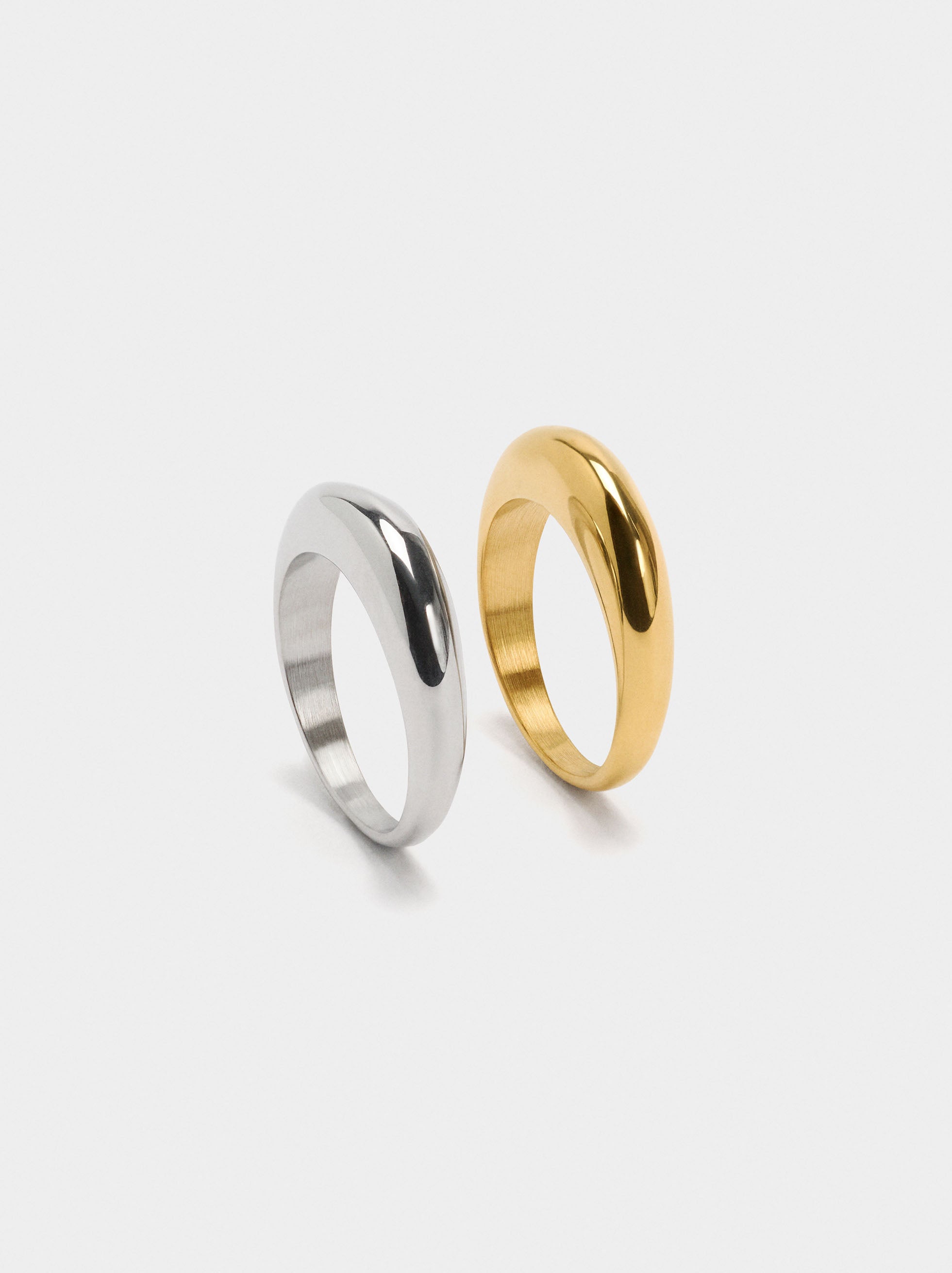 Set De Anillos Bicolor - Acero Inoxidable
