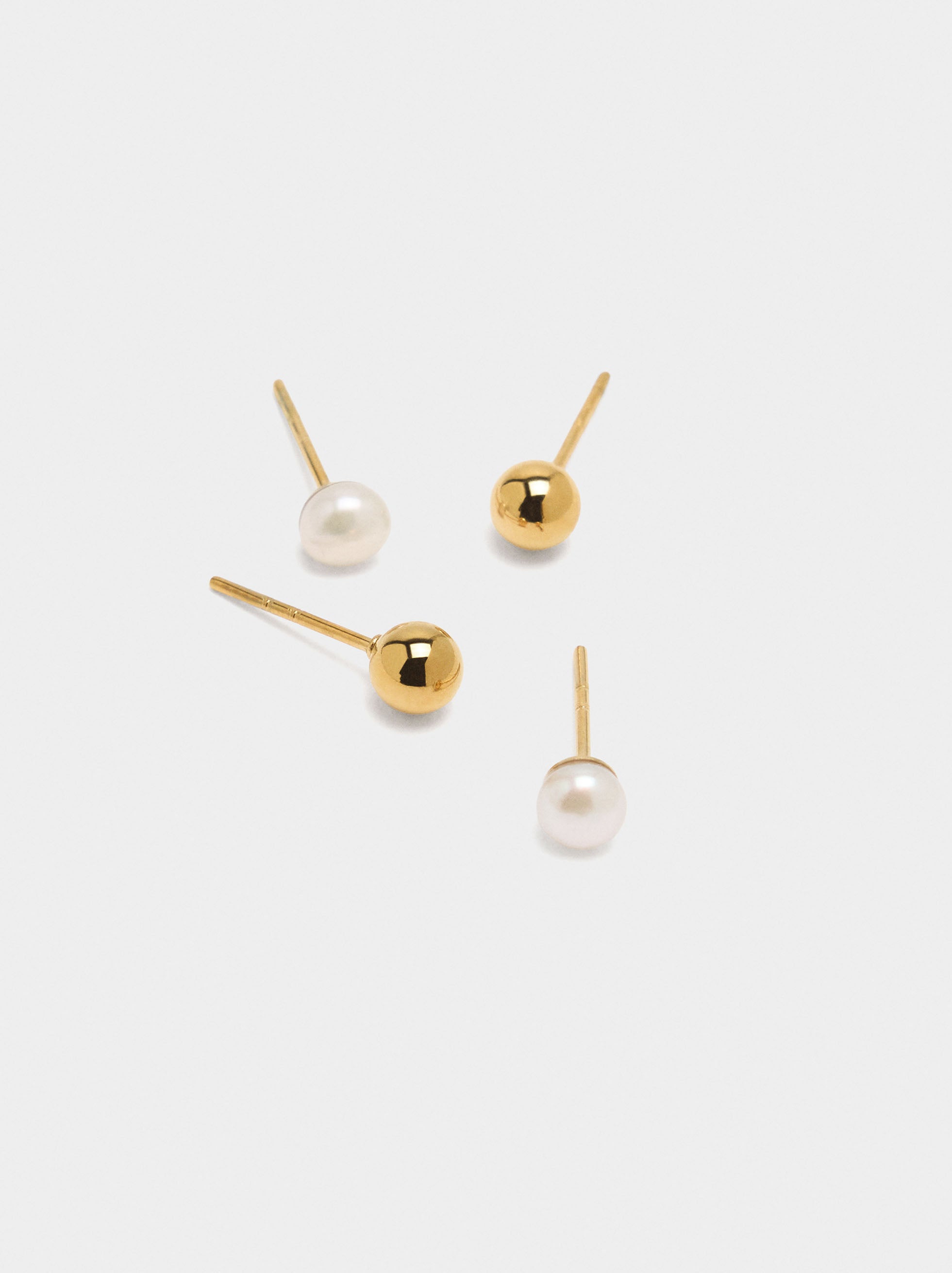 Set De Pendientes Con Perlas De Agua Dulce - Acero Inoxidable