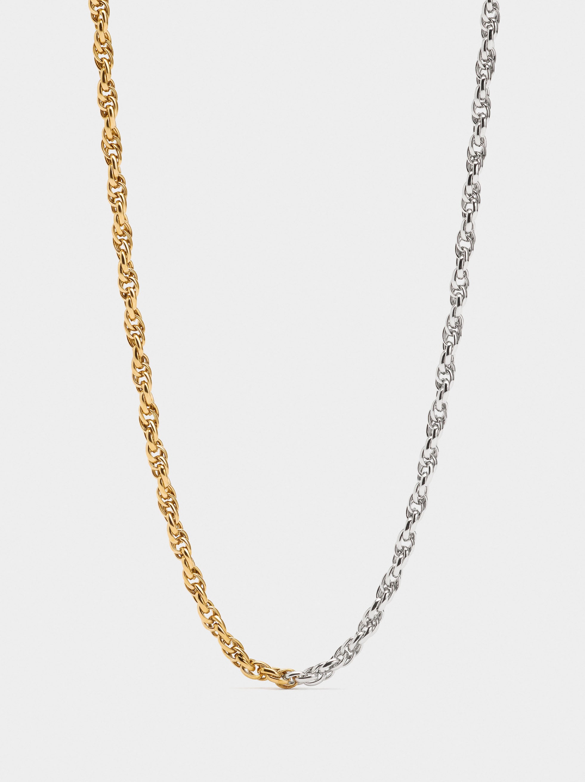 Collar Bicolor Con Eslabones - Acero Inoxidable