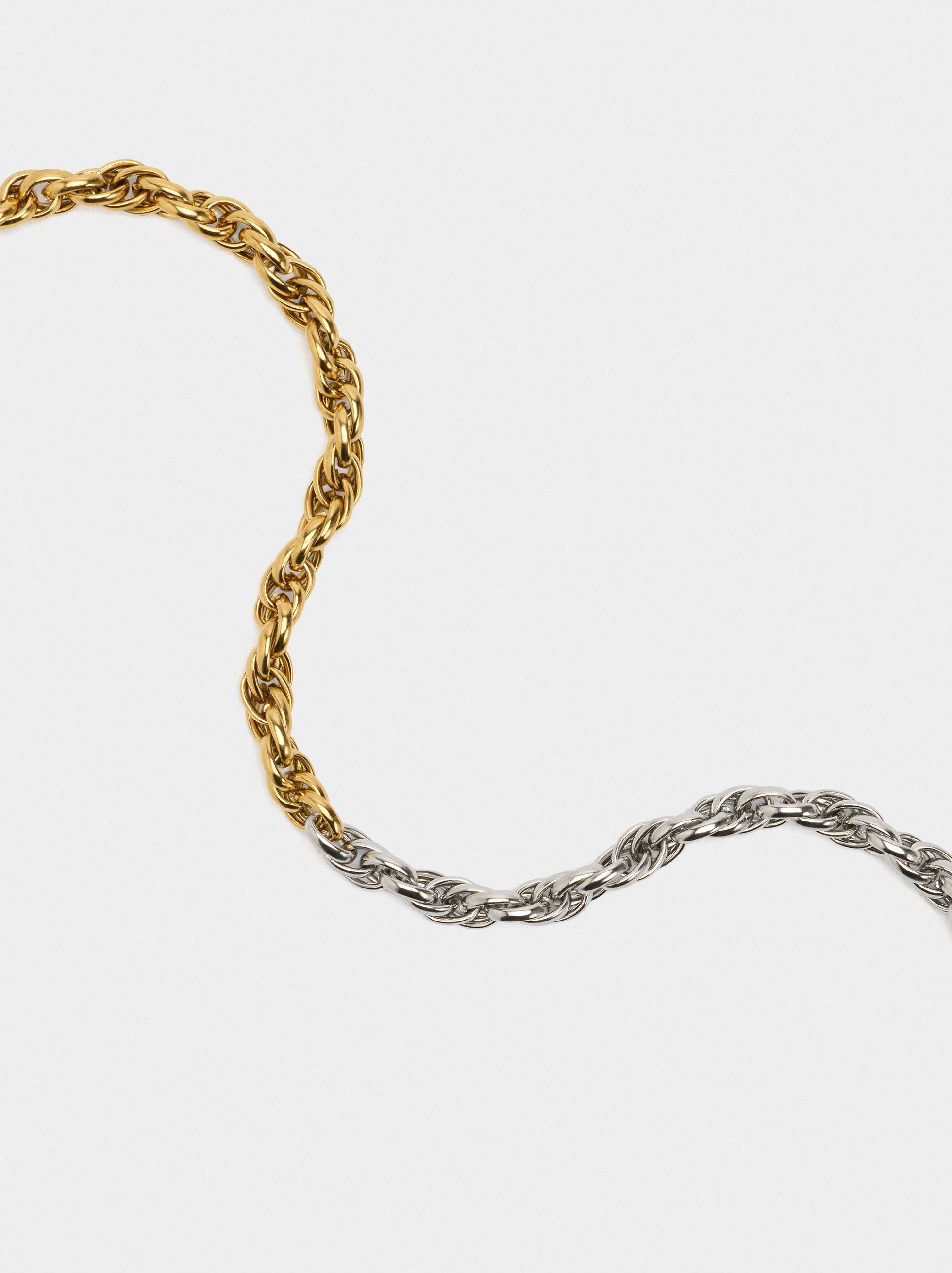 Pulsera Bicolor Con Eslabones - Acero Inoxidable