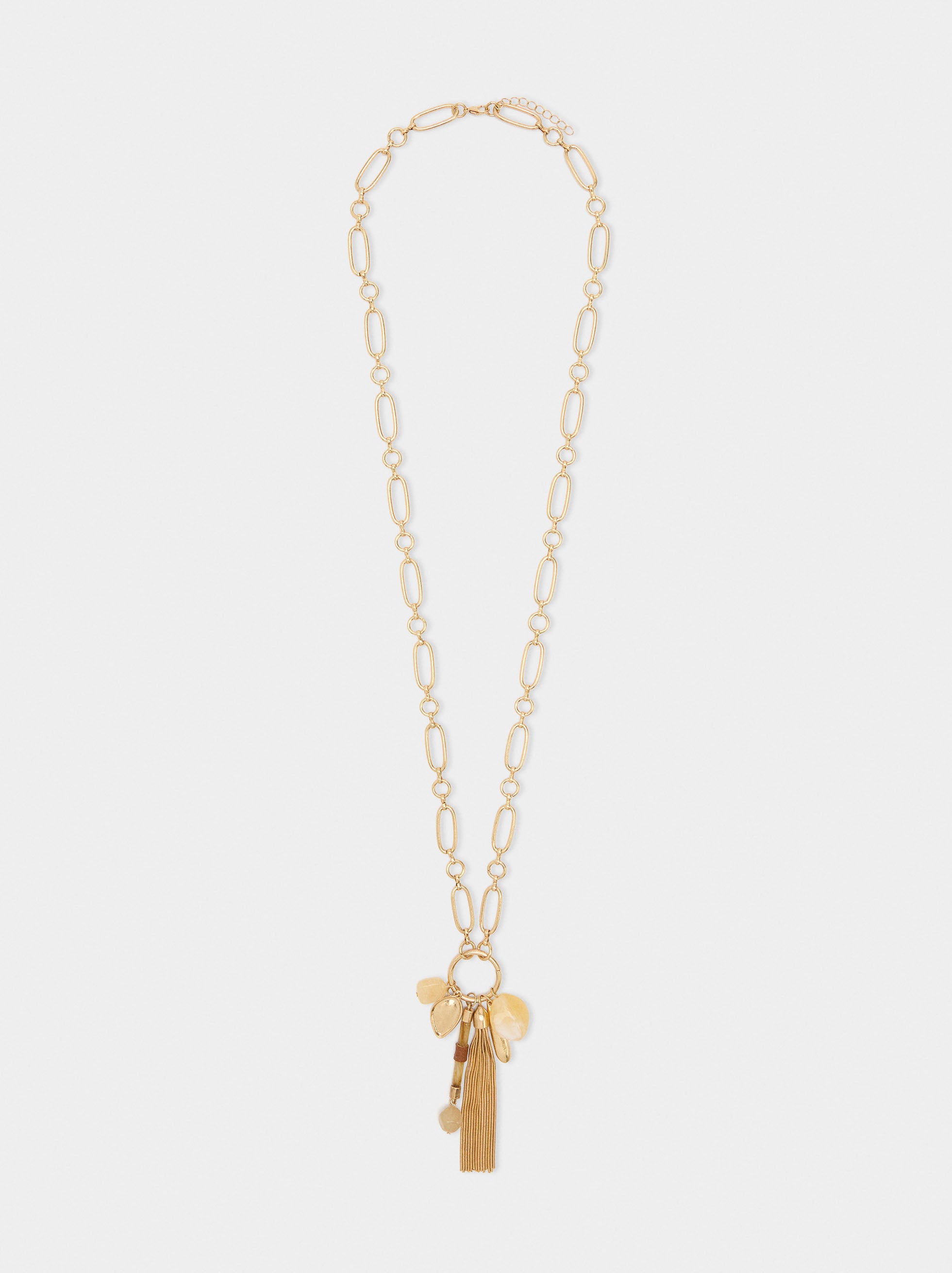Collar De Eslabones Colgante Con Flecos
