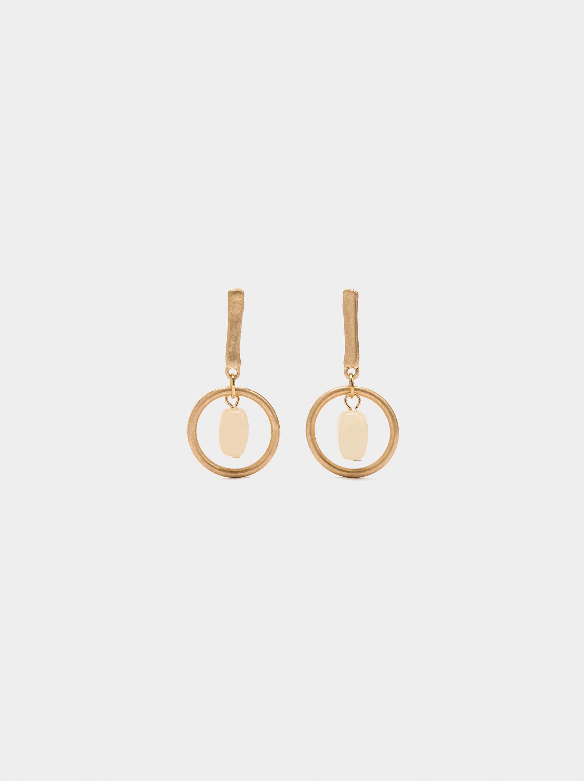 Pendientes Aros Con Cuenta Efecto Piedra