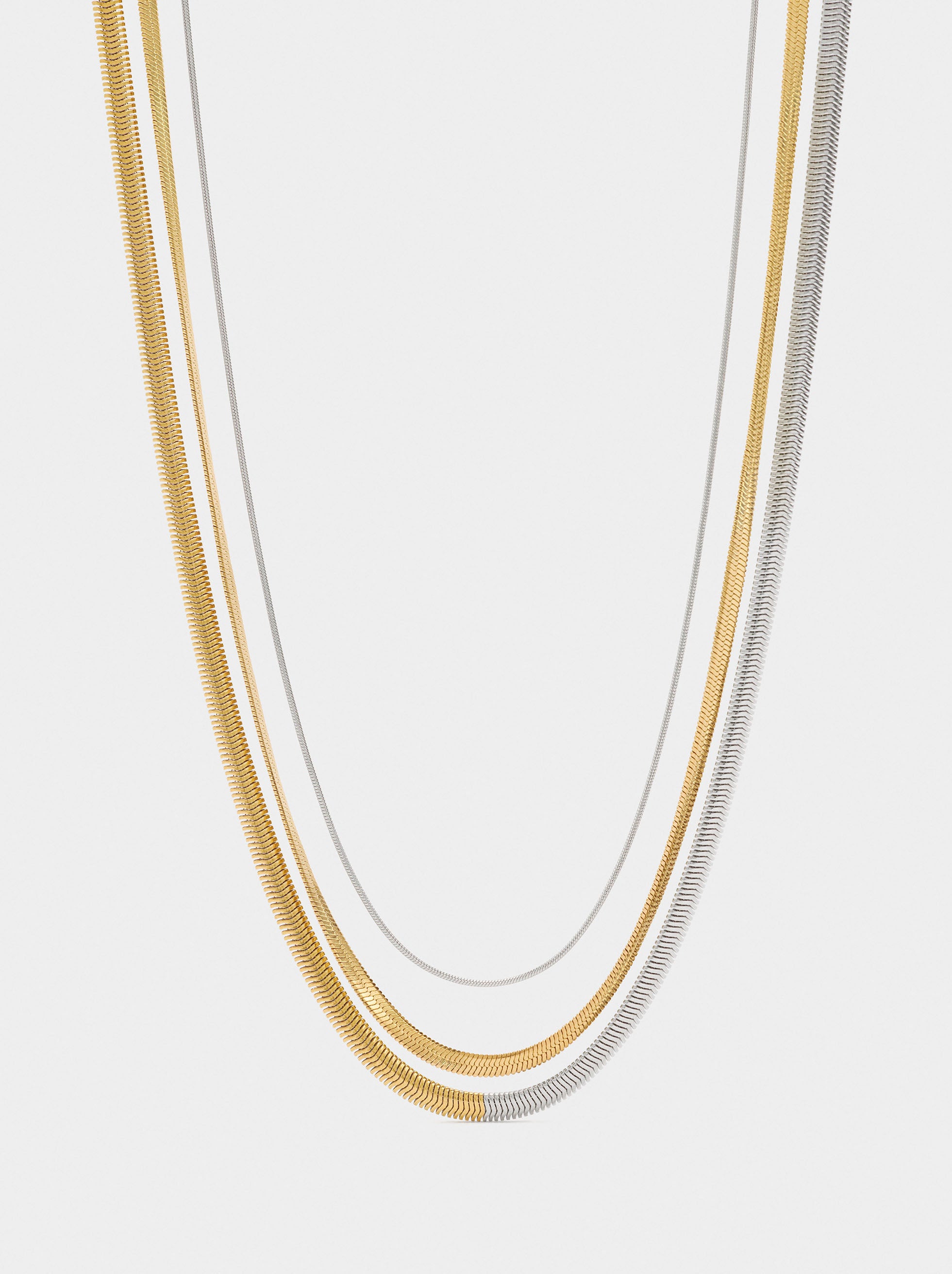 Set De Collares Bicolor Con Acero Inoxidable