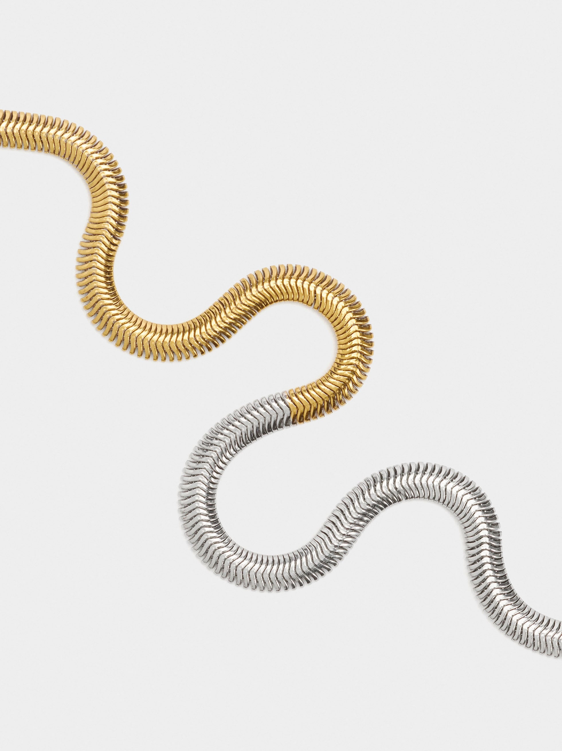 Pulsera Bicolor Cadena De Serpiente - Acero Inoxidable