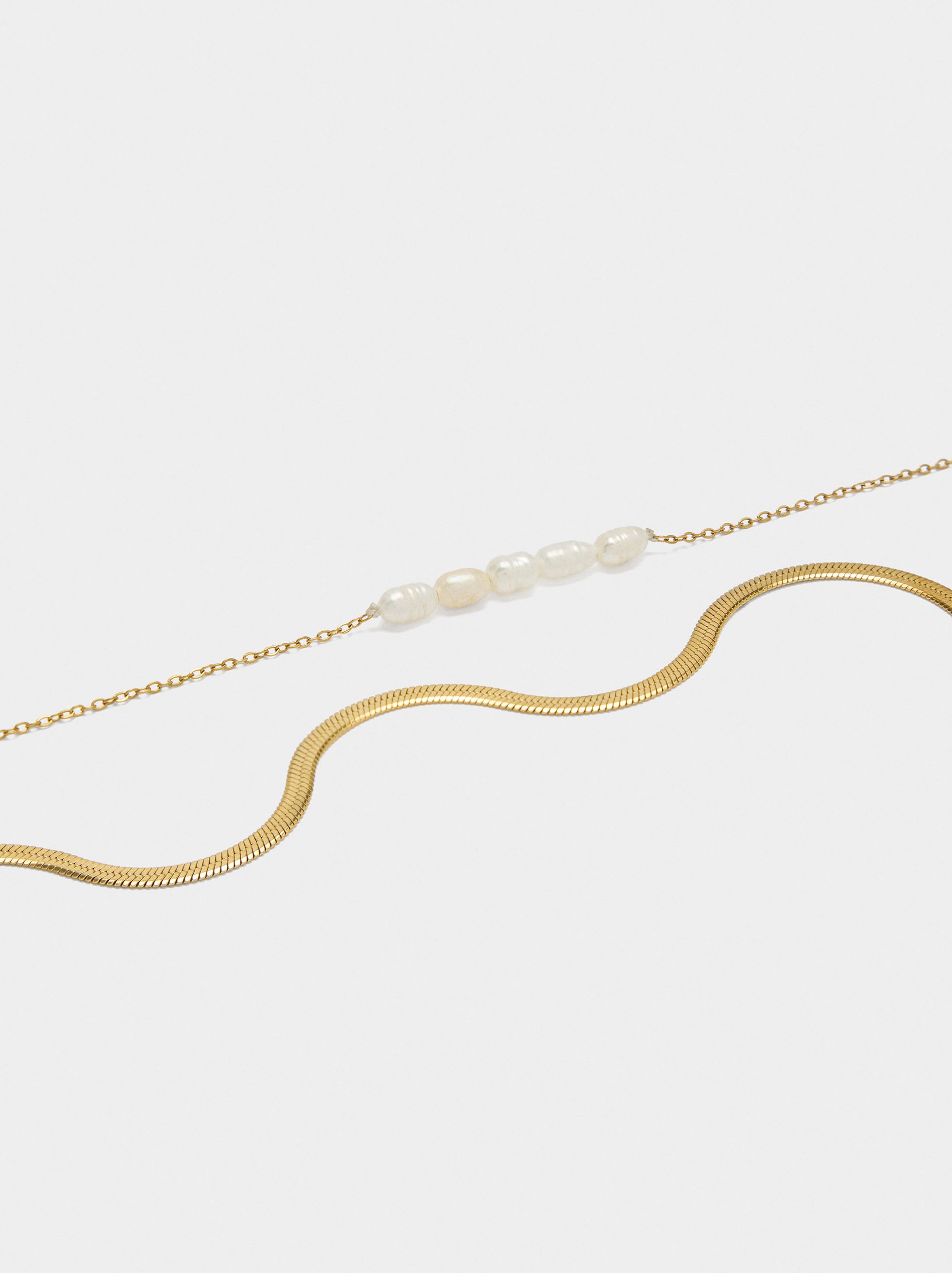 Set De Collares Con Perlas De Agua Dulce - Acero Inoxidable
