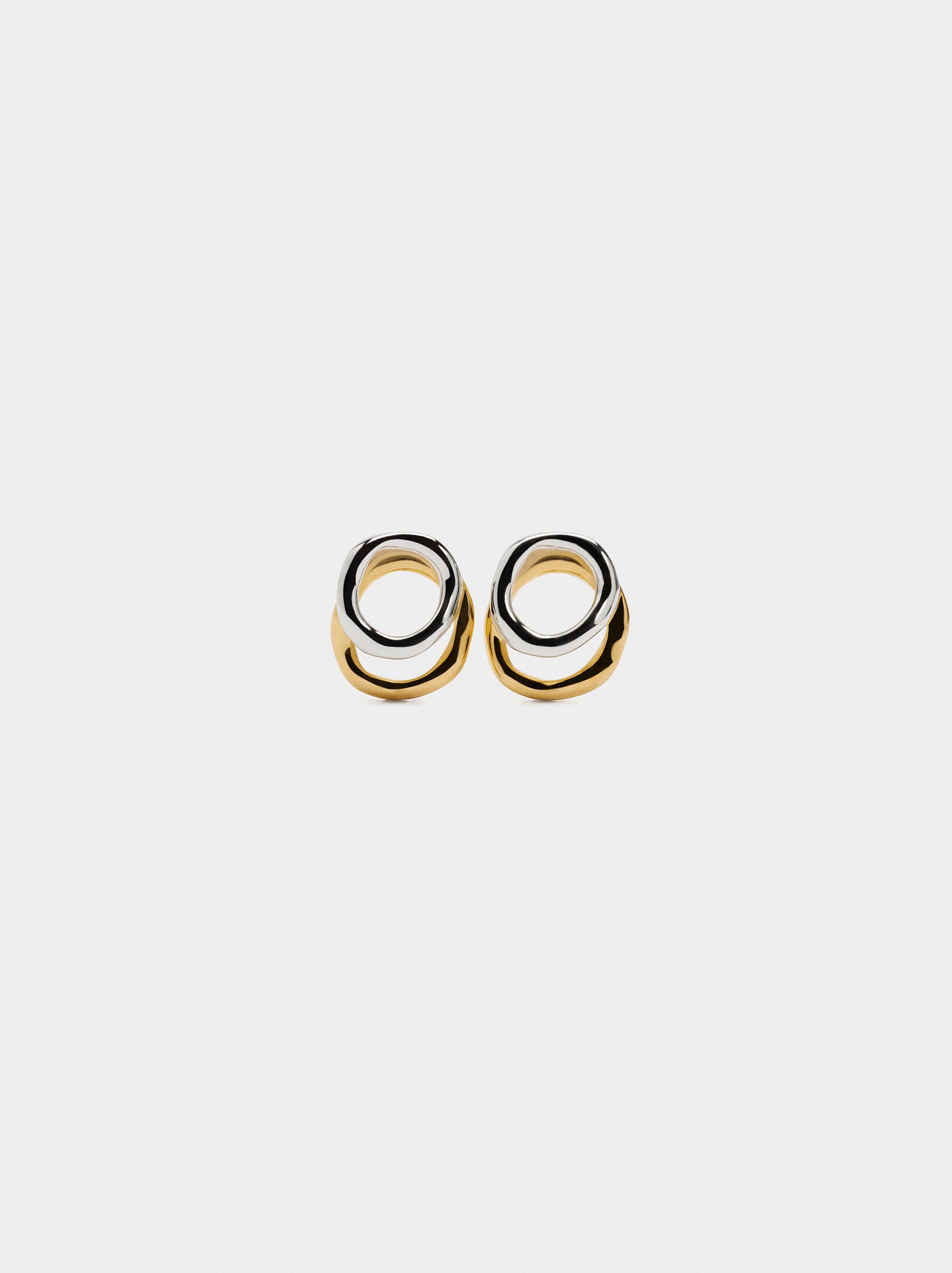 Pendientes De Aro Dobles Bicolor - Acero Inoxidable
