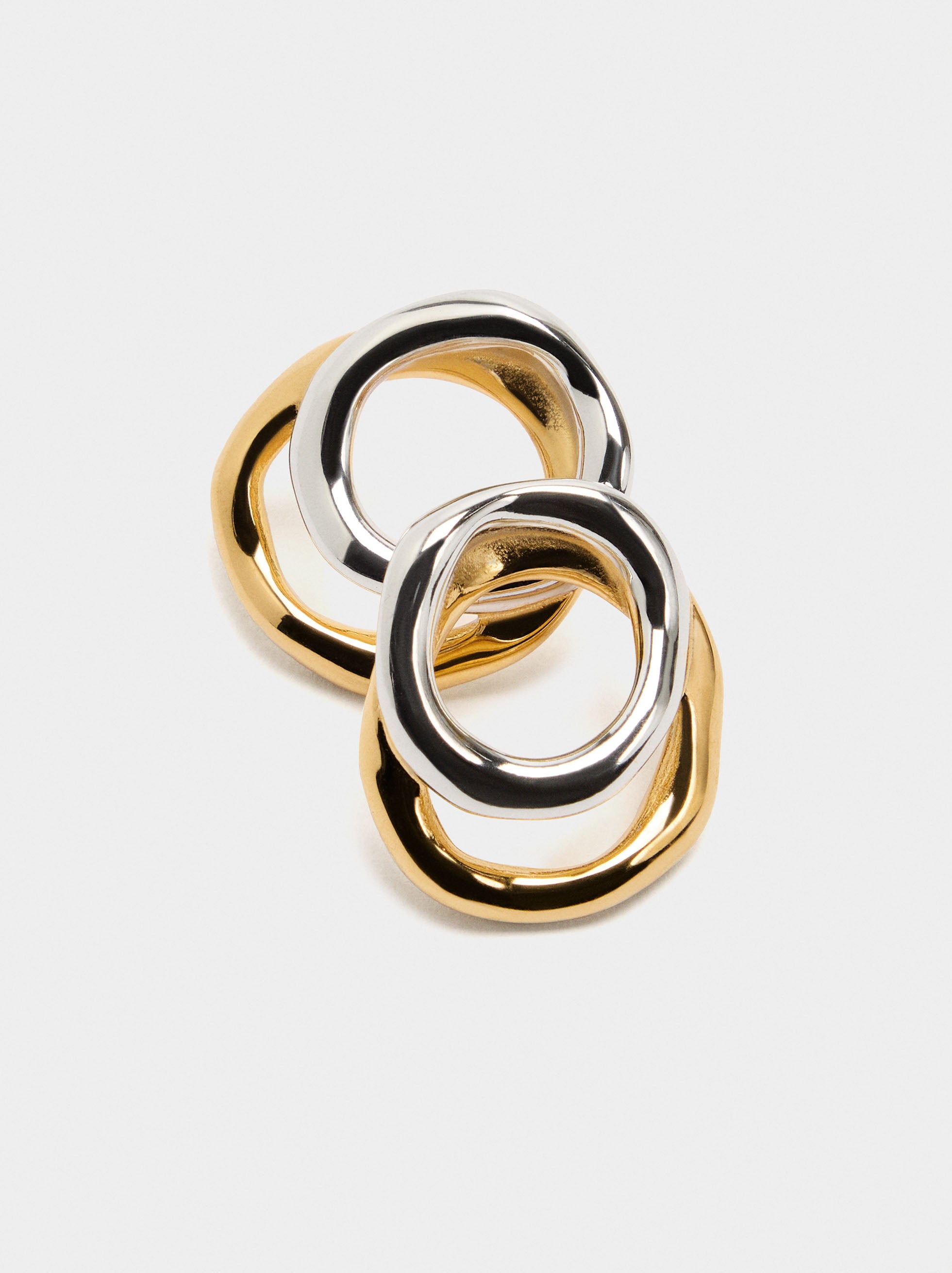 Pendientes De Aro Dobles Bicolor - Acero Inoxidable
