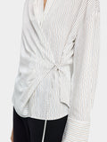 Camisa A Rayas Con Cruzado Y Drapeado